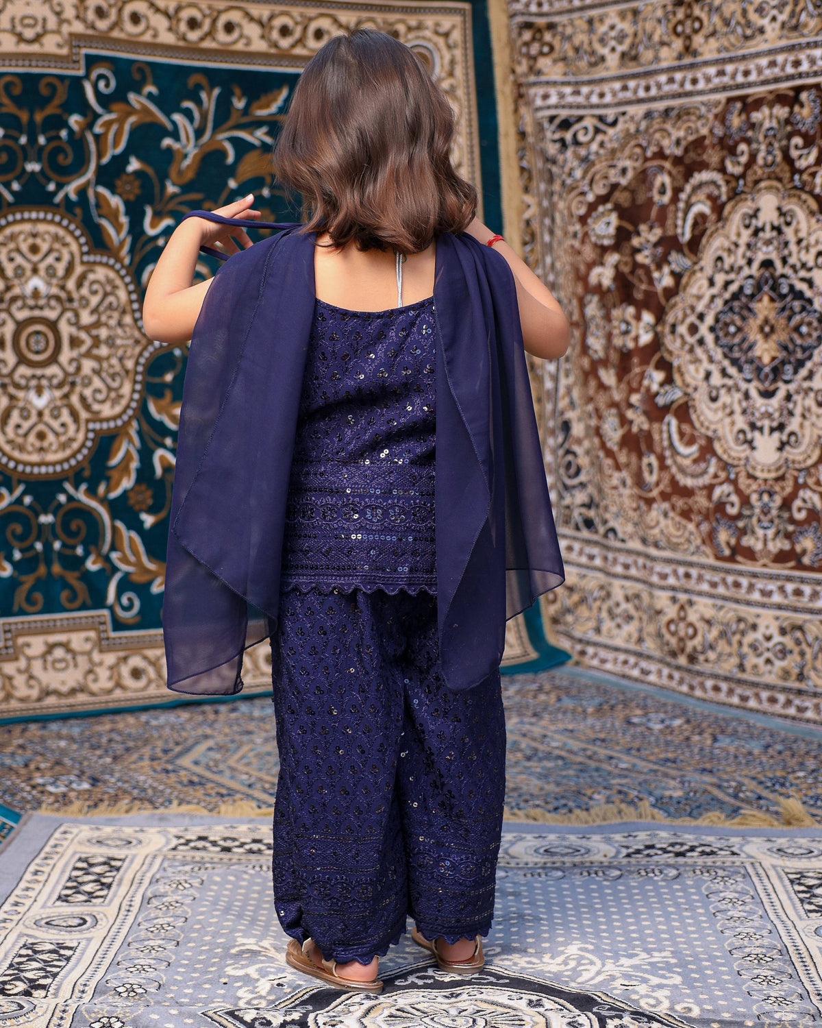Kids Neelam Chikankari Plazo Set