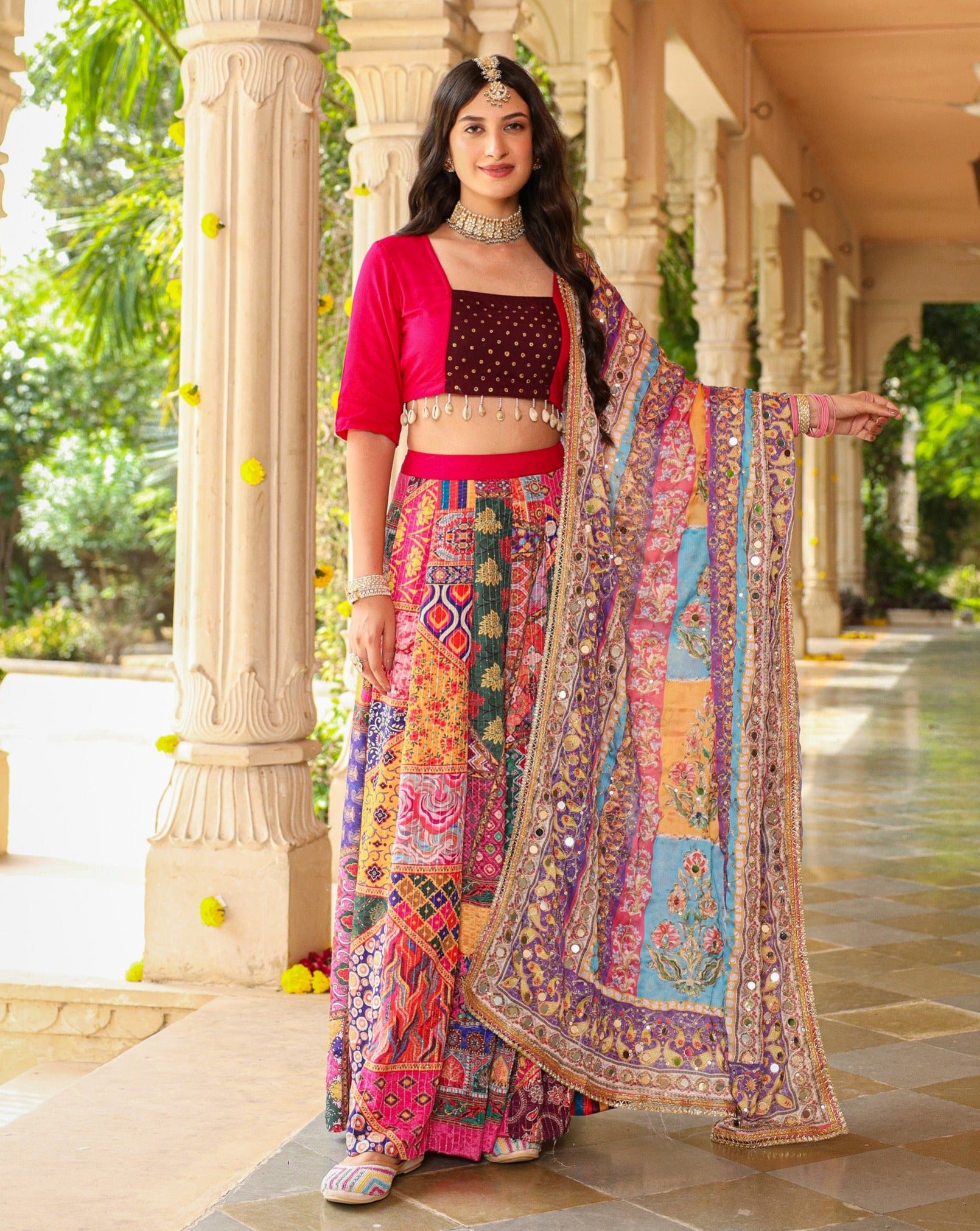 Jiyana Silk Mirrow Work Lehenga Set