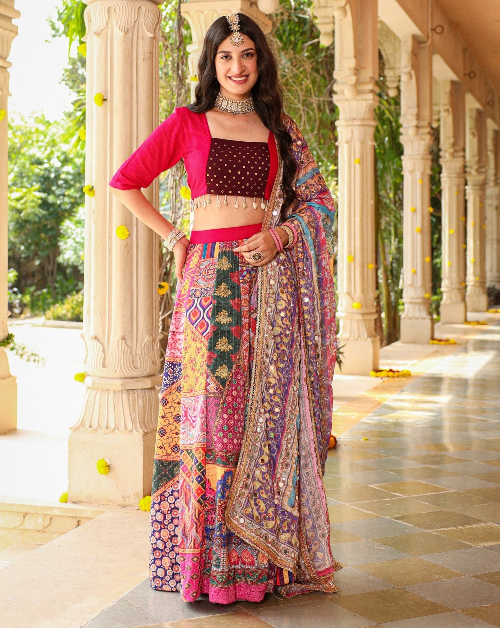 Jiyana Silk Mirrow Work Lehenga Set