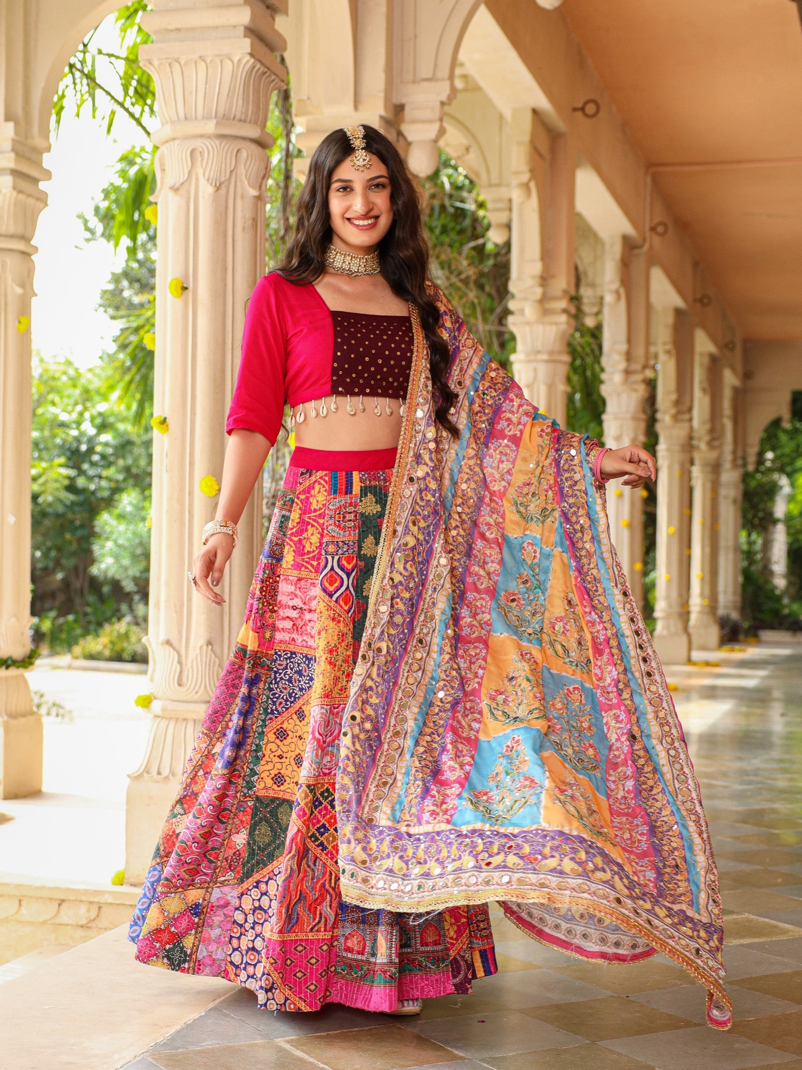 Jiyana Silk Mirrow Work Lehenga Set