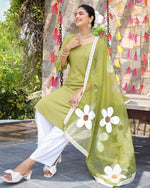 Nimrat Green Handpainted Suit Set