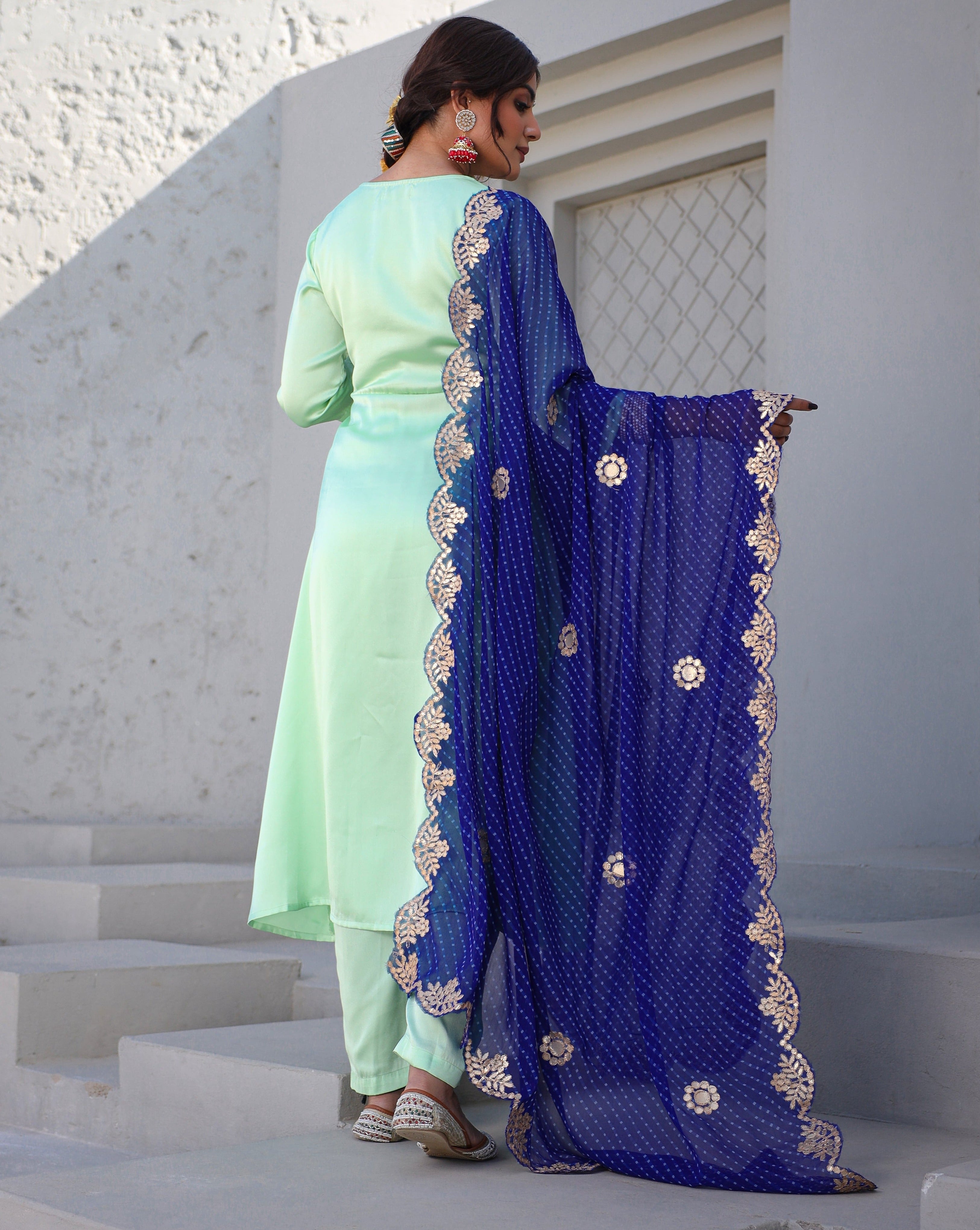 Anisha Green Blue Suit Set