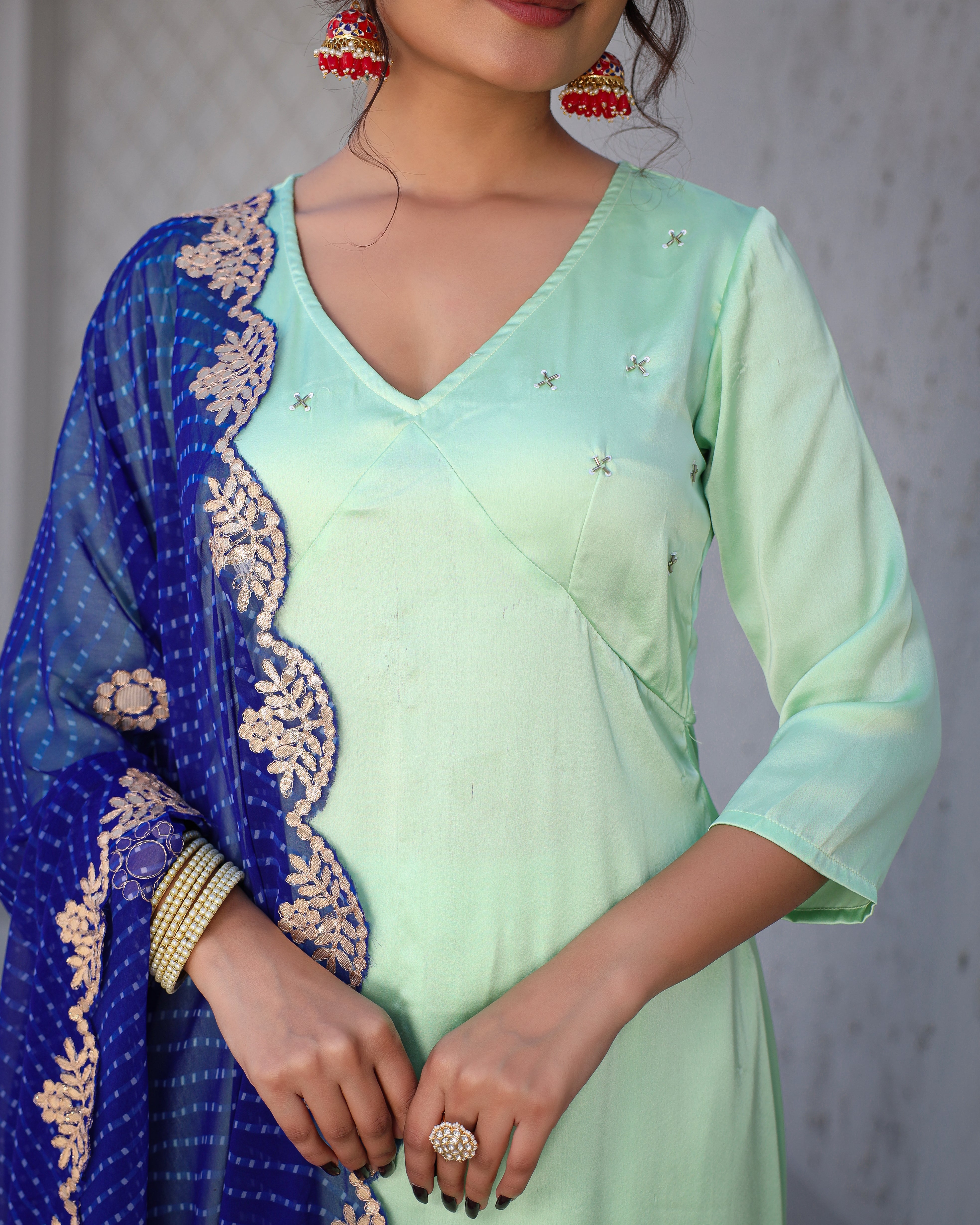 Anisha Green Blue Suit Set