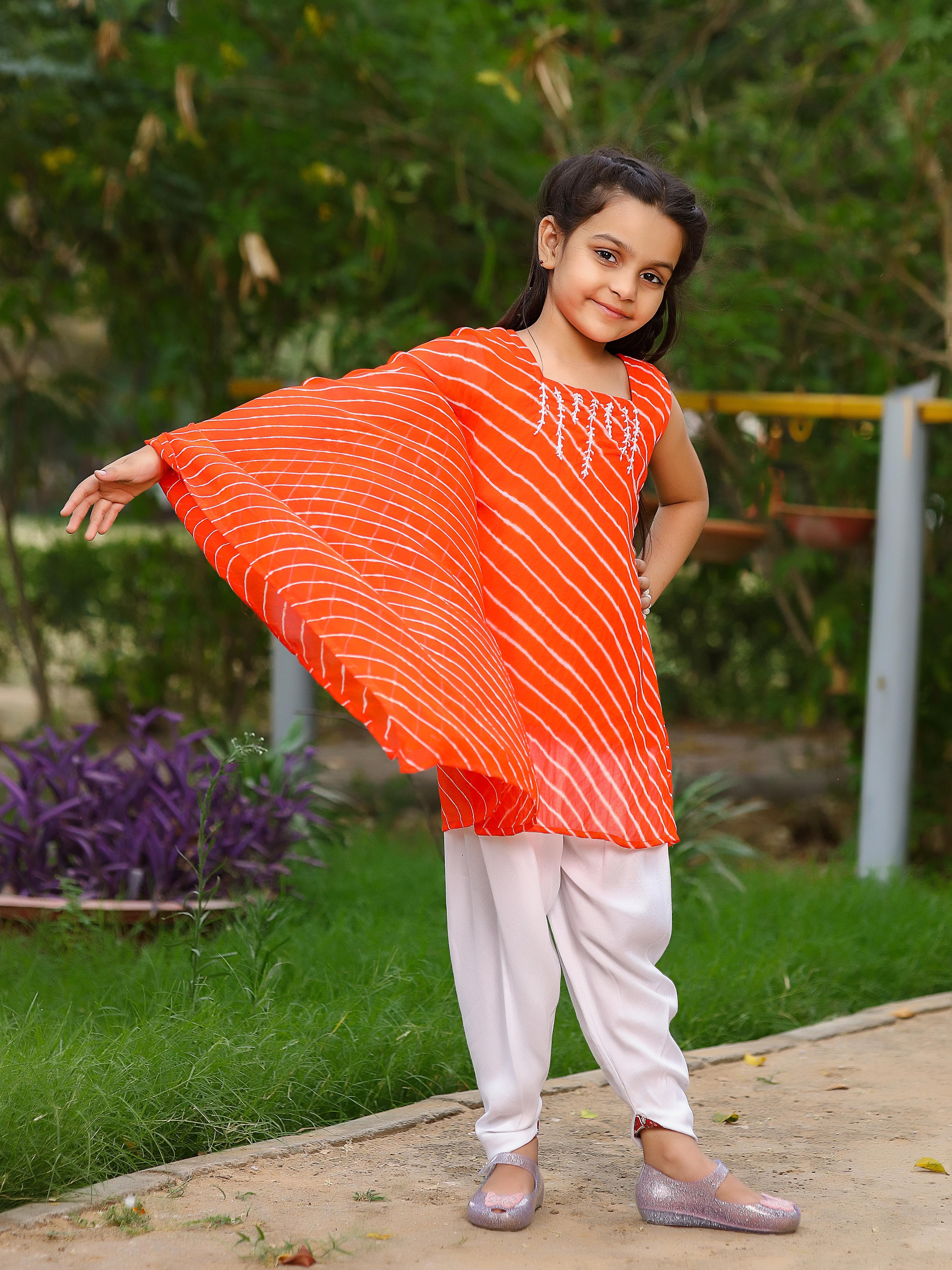 Orange Onesided Kaftan Set