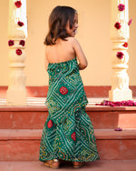 Kids Green Bandhani Sharara Set