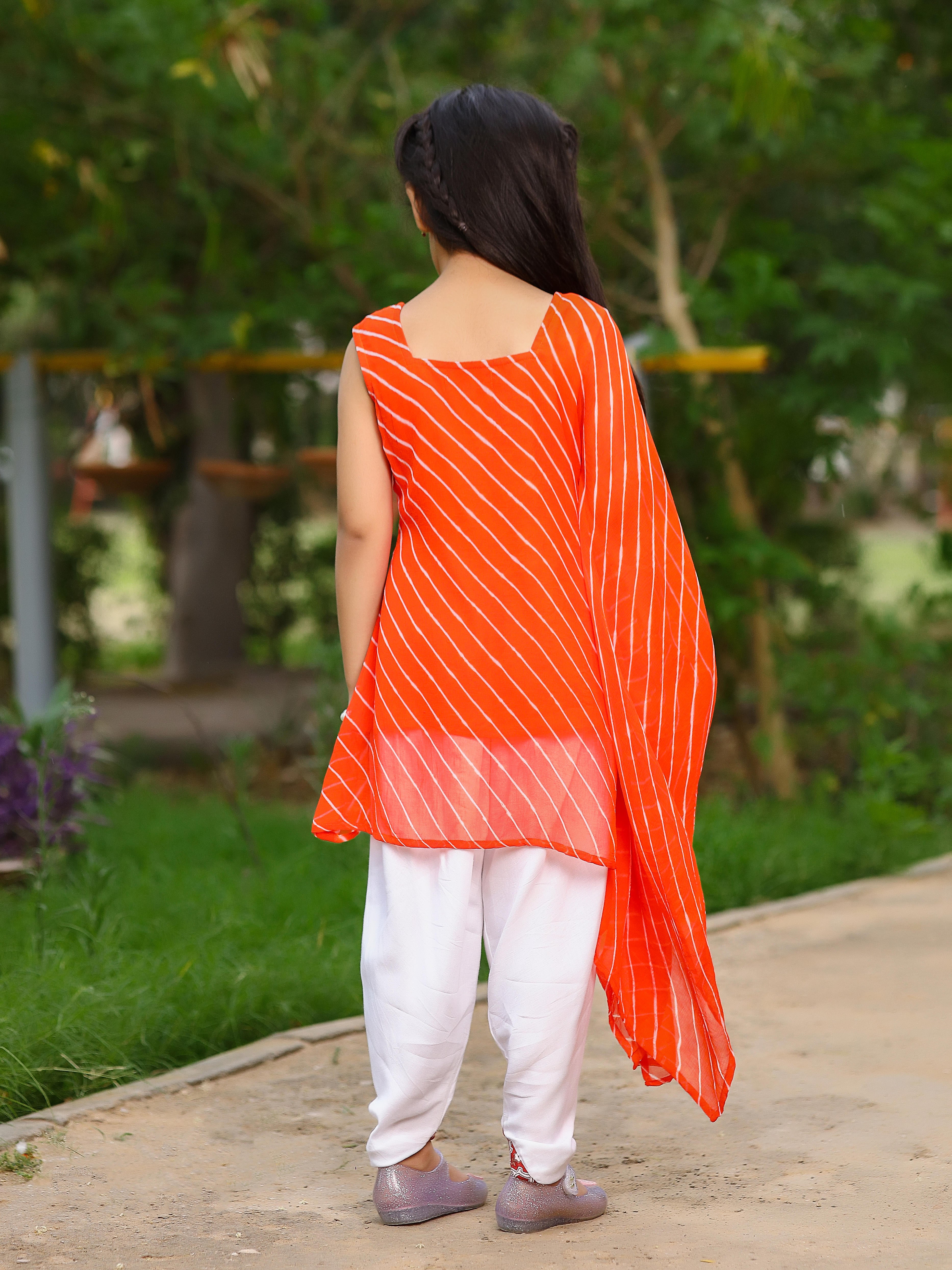 Orange Onesided Kaftan Set