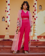 Mishika Pink Rose Handpainted 3 Piece