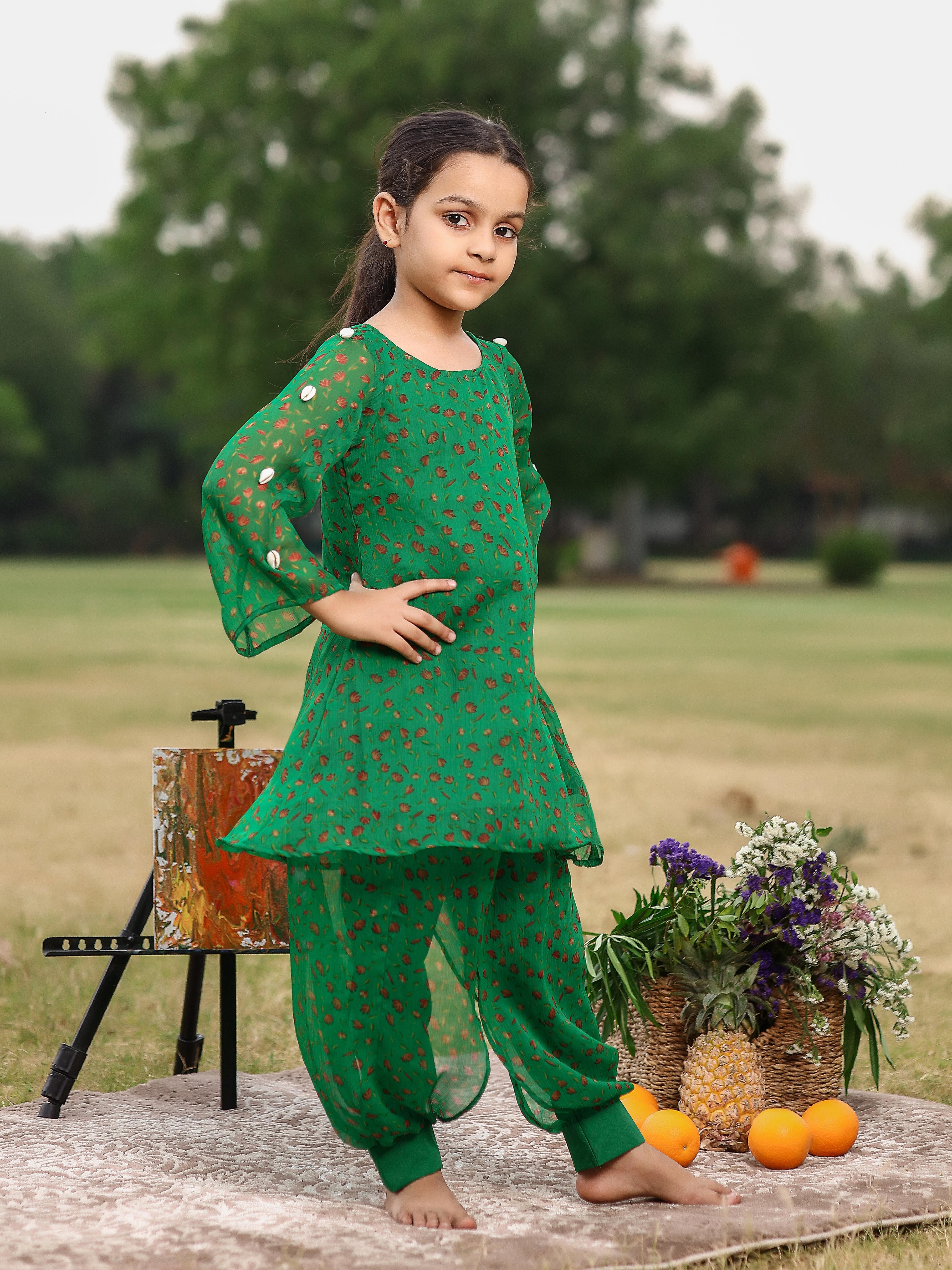 Brilliant Green Kurta Set