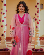 Mishika Pink Rose Handpainted 3 Piece