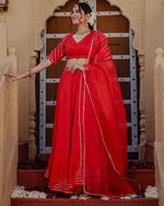 Red Gota Worked Lehenga Set