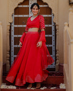 Red Gota Worked Lehenga Set