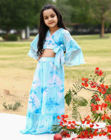 Maya Blue Crop Top Lehenga Dress
