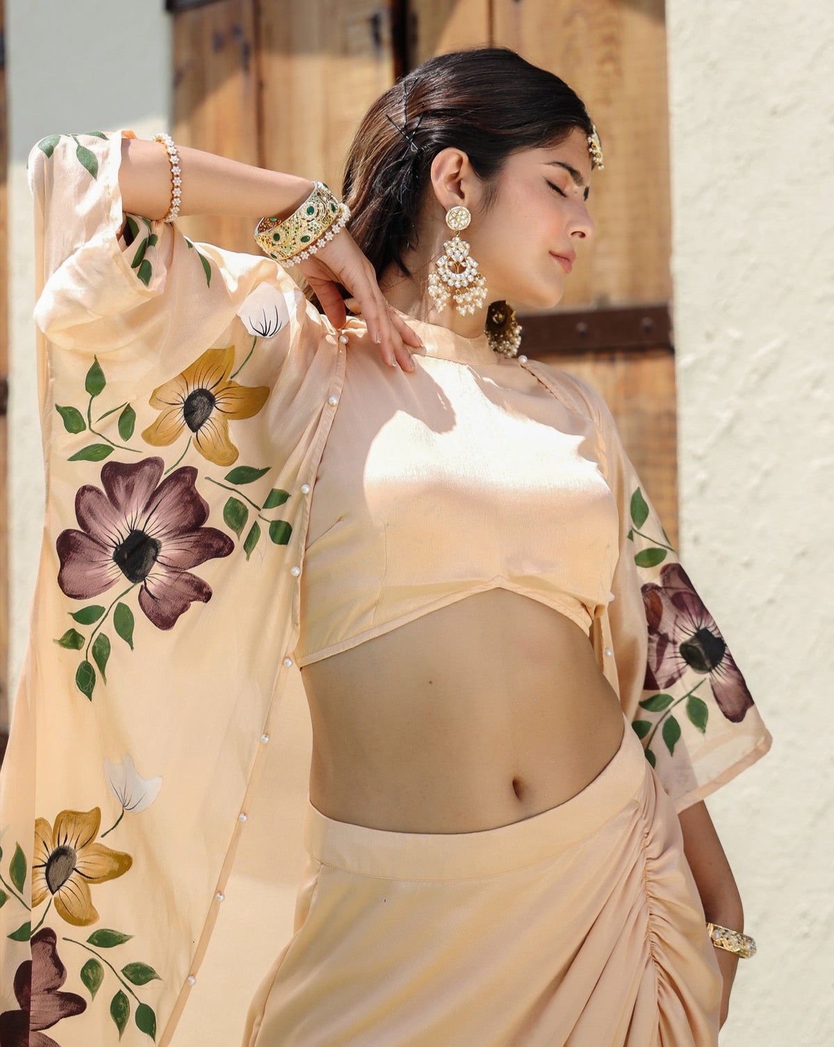 janya Beige Skirt Set