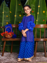 Blue Sequin Ballon Sleeves Sharara Set