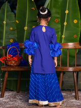 Blue Sequin Ballon Sleeves Sharara Set