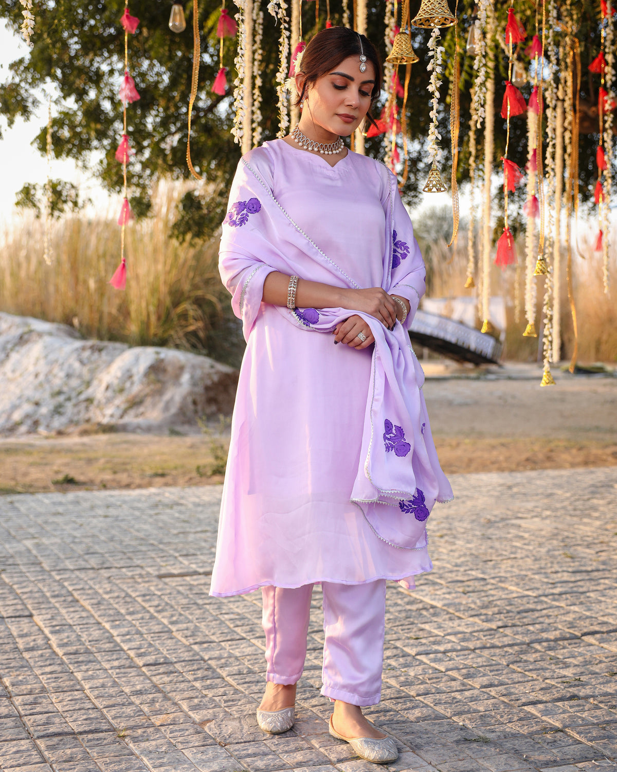 Alena Levender Handpainted Suit Set