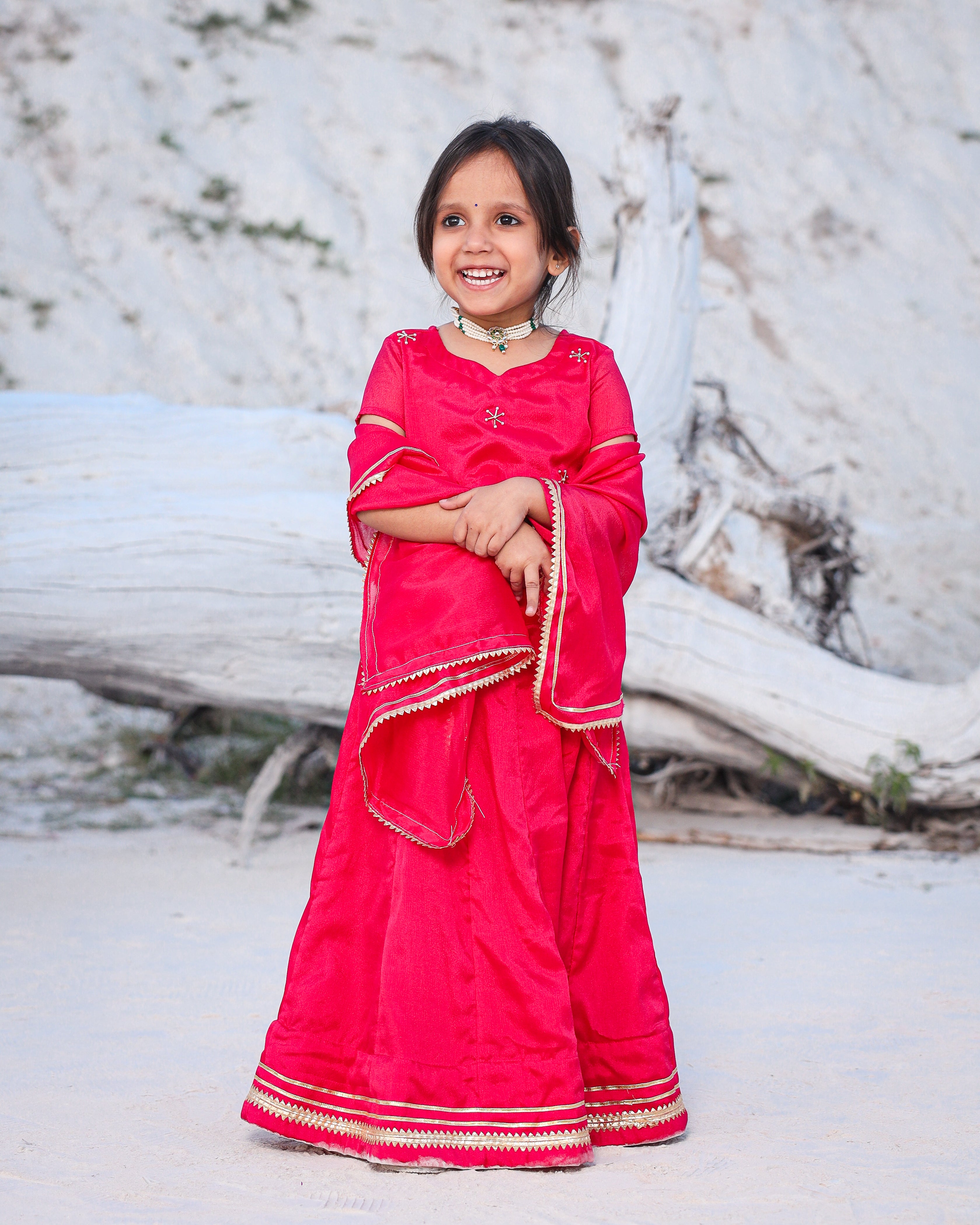 Kids Pink Rosy Lehenga Choli