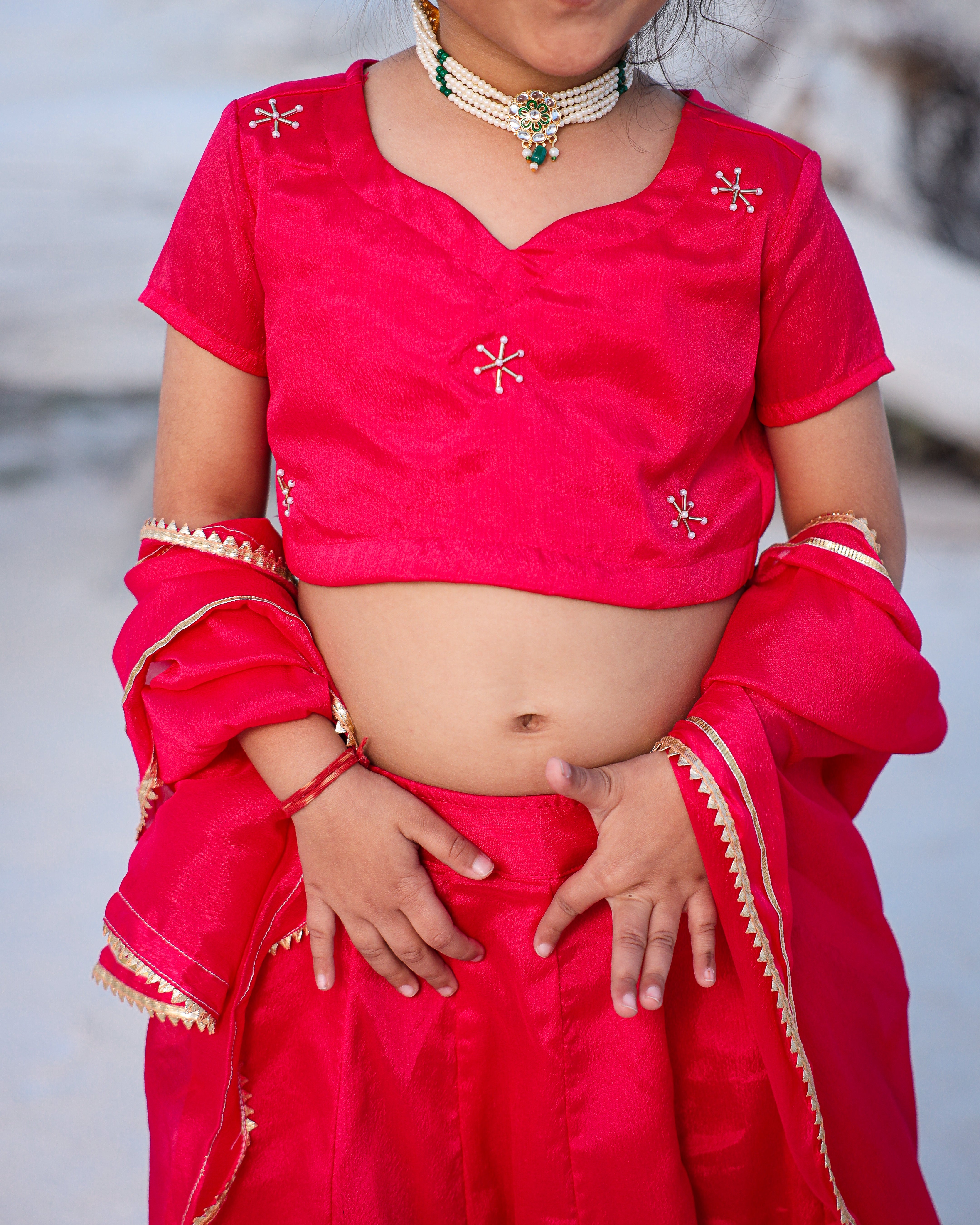 Kids Pink Rosy Lehenga Choli