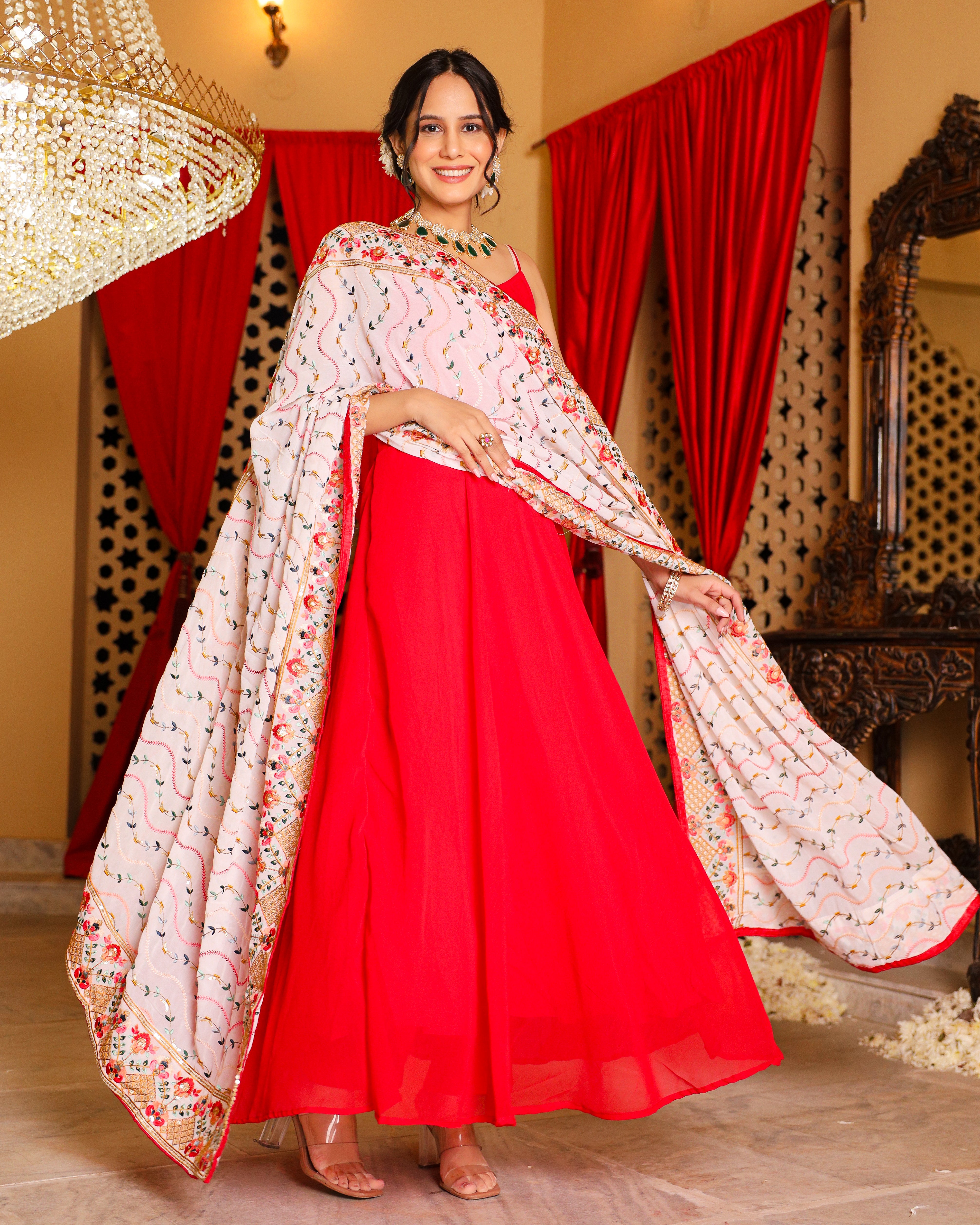 Amaira Red White Suit Set