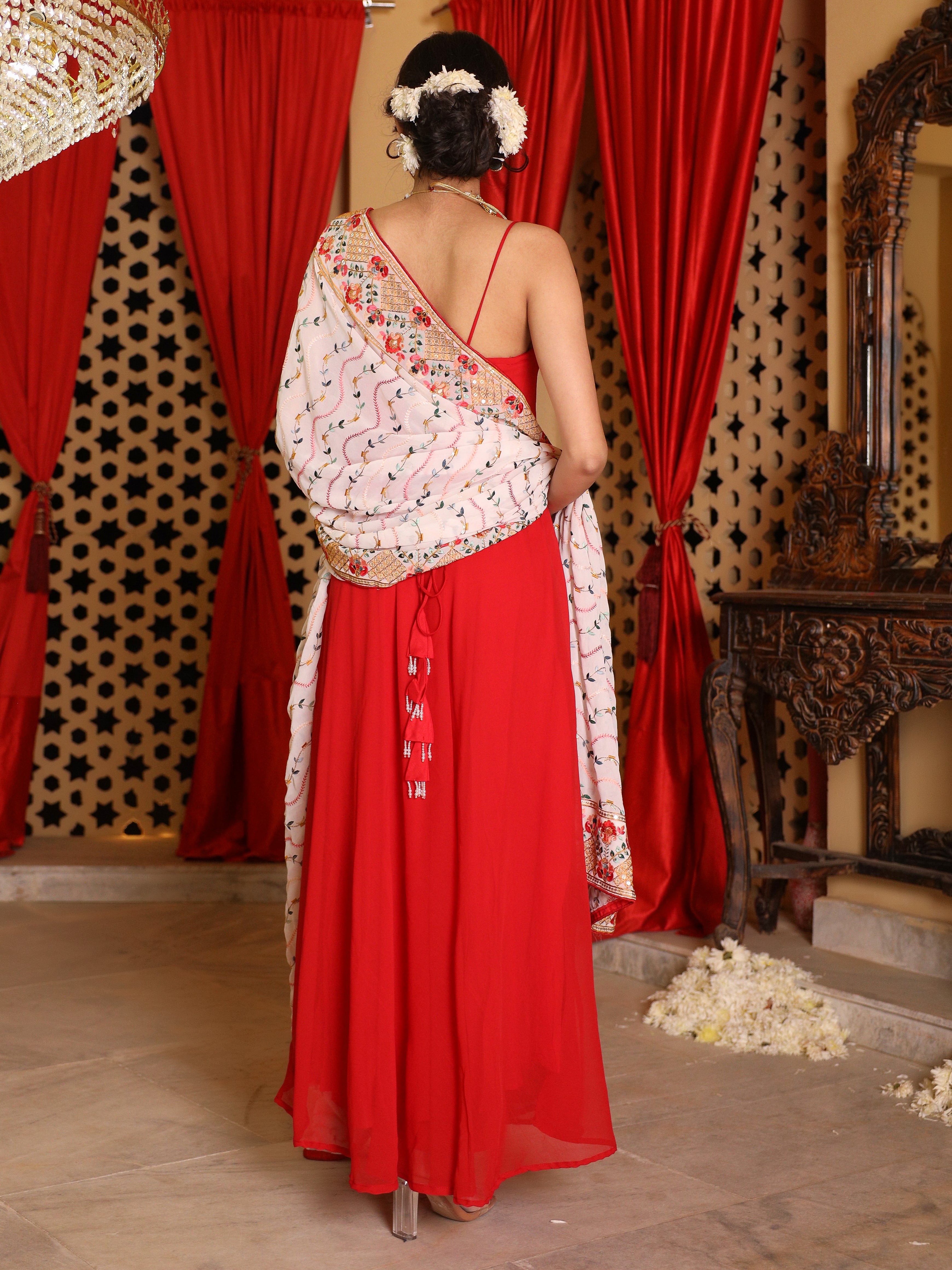 Amaira Red White Suit Set