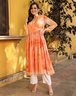 Orange Shade Tie Dye Kurta Set