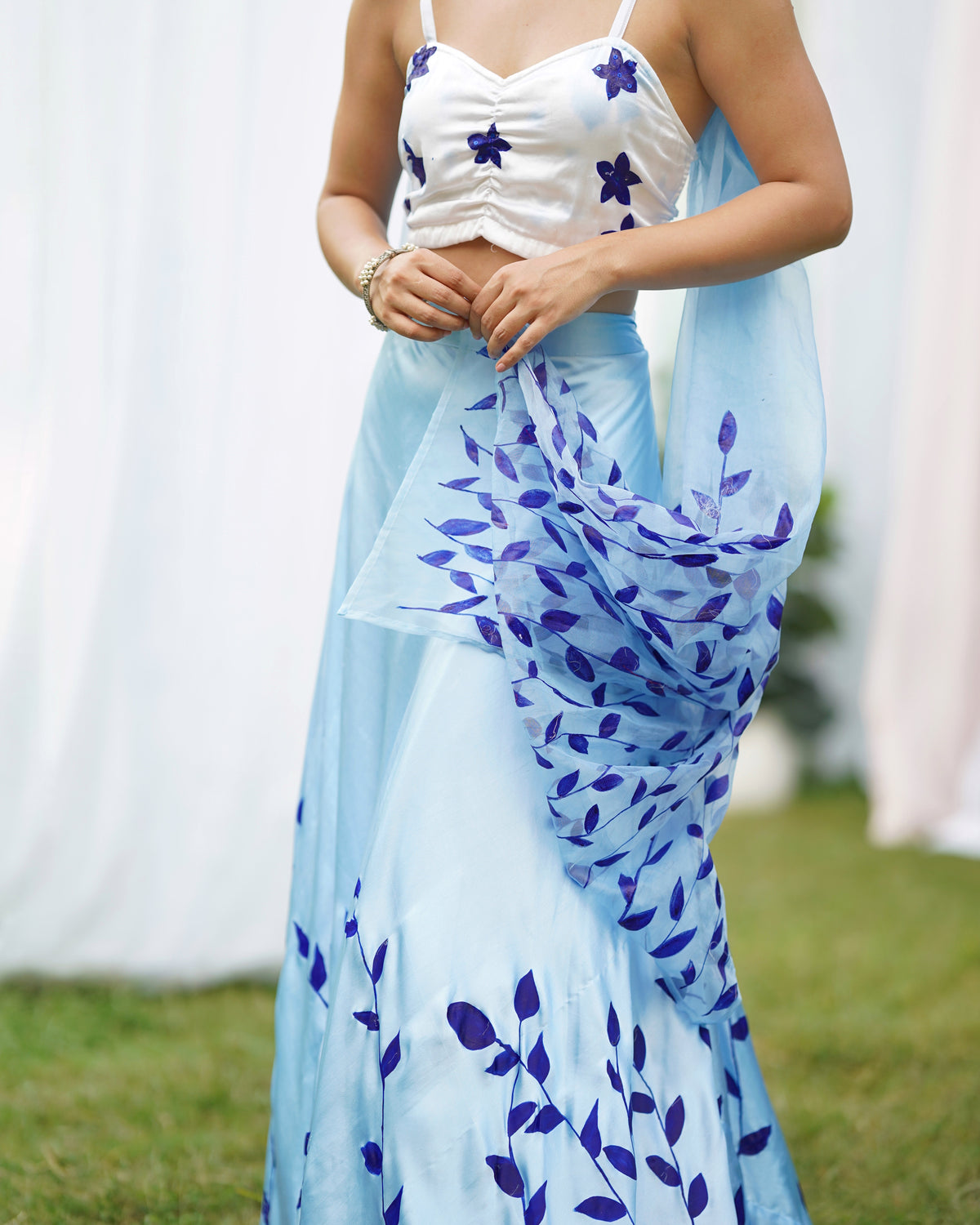Amaira Handpainted Satin Lehenga Set