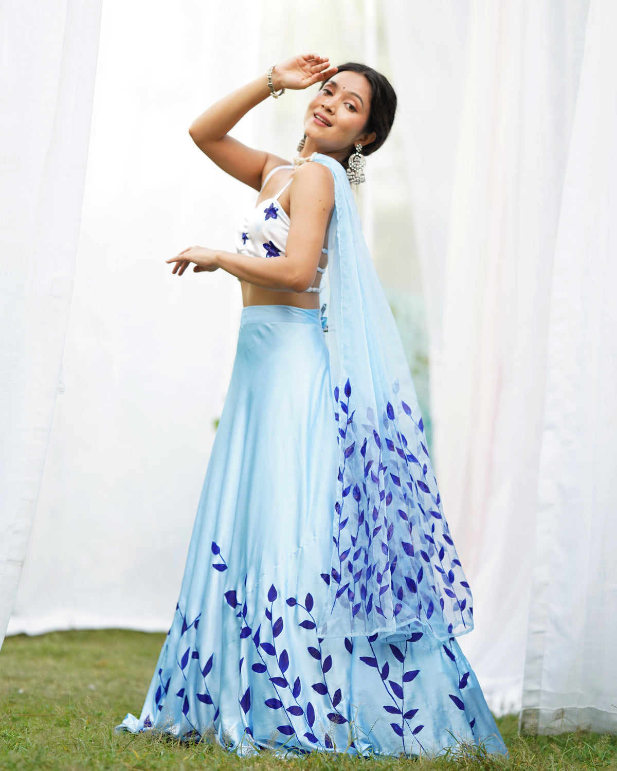 Amaira Handpainted Satin Lehenga Set