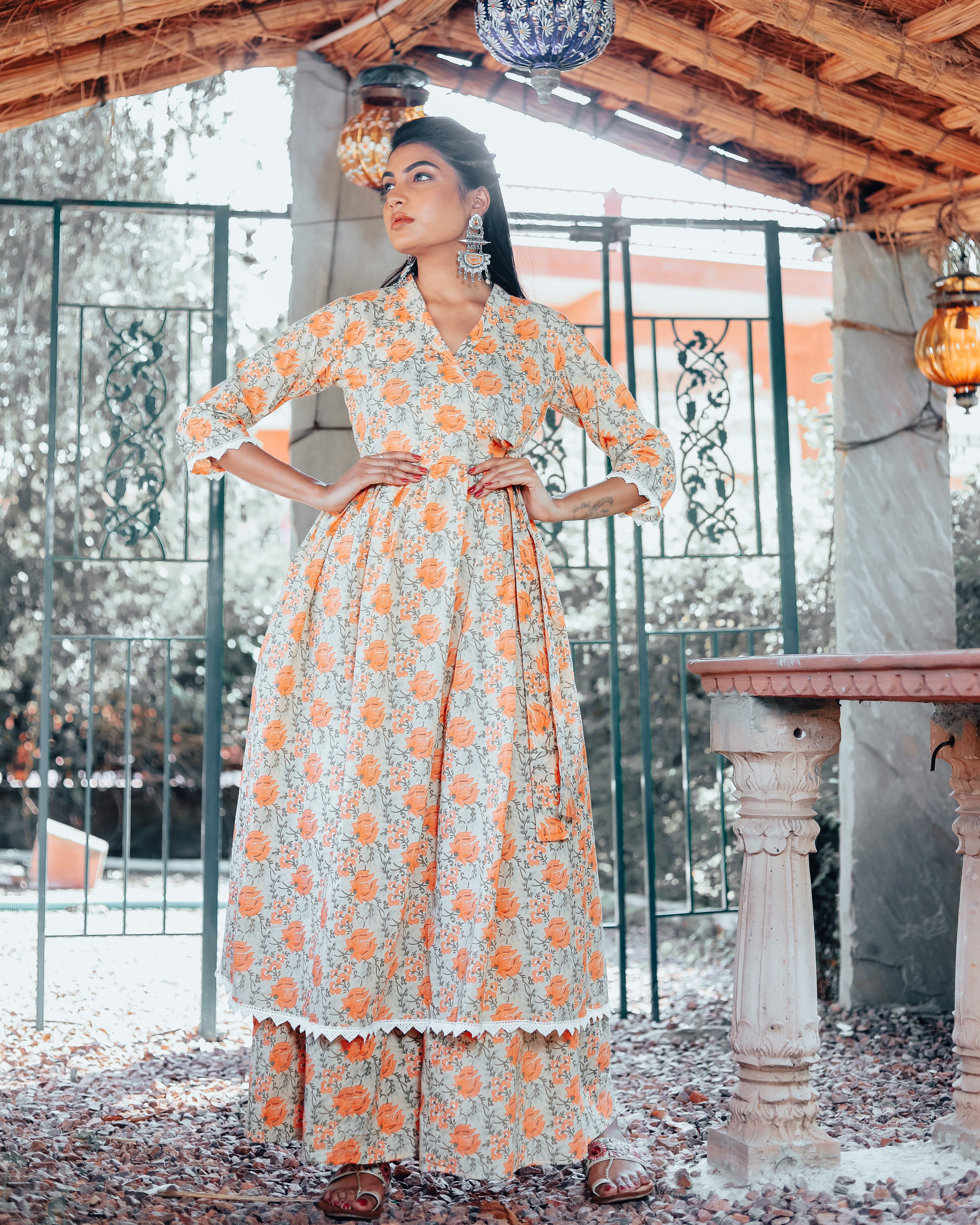 Flora Orange Kurta Set