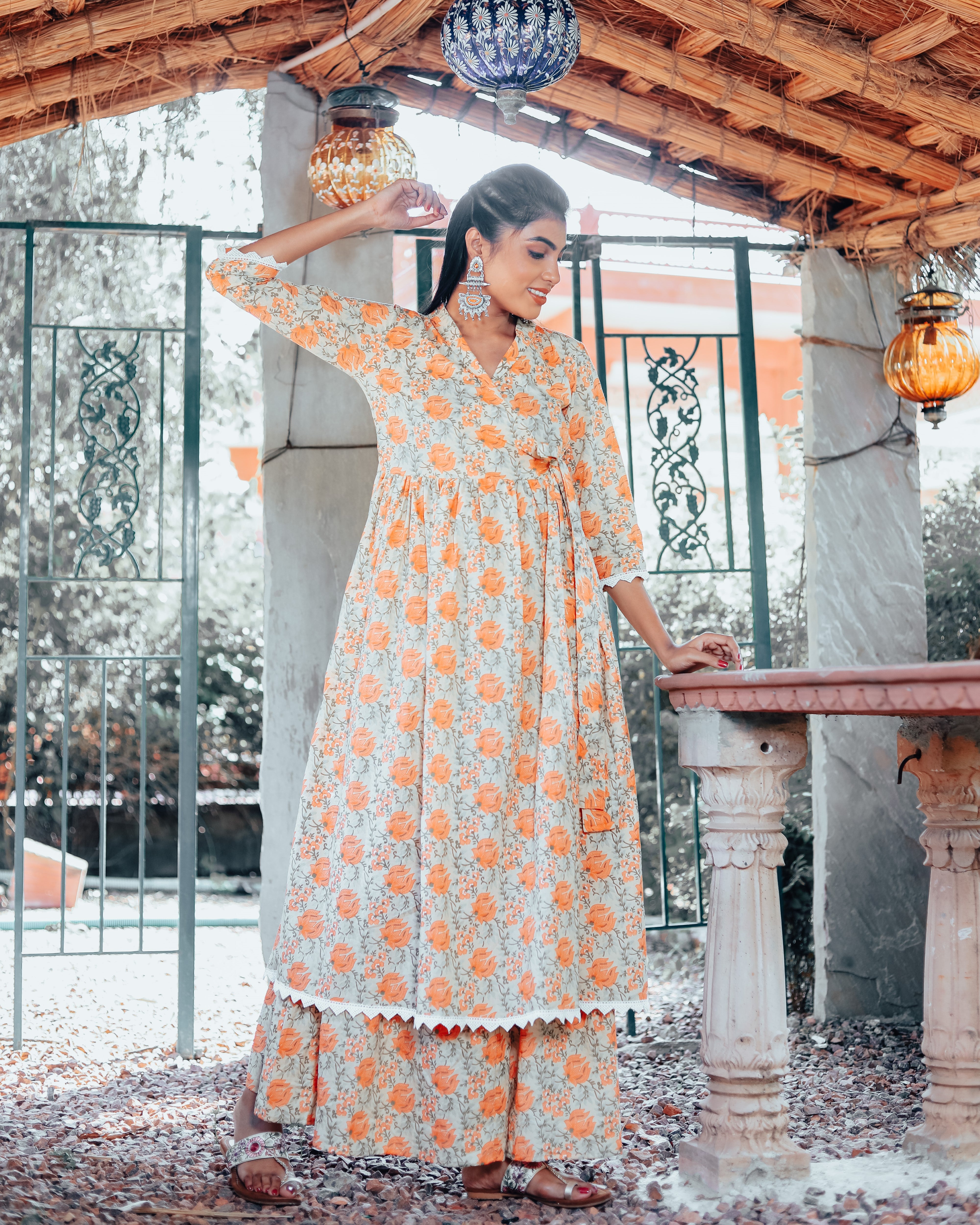 Flora Orange Kurta Set