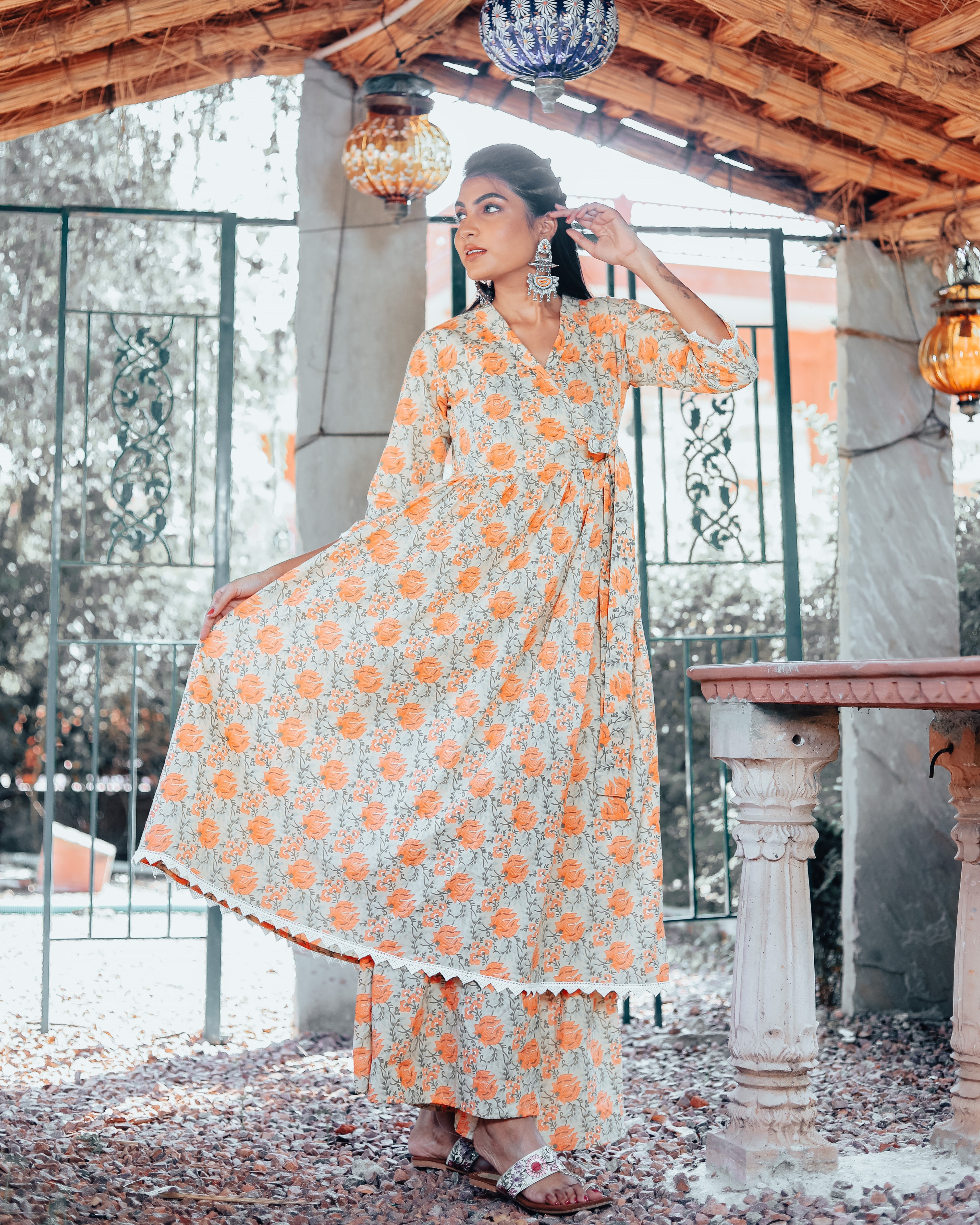 Flora Orange Kurta Set