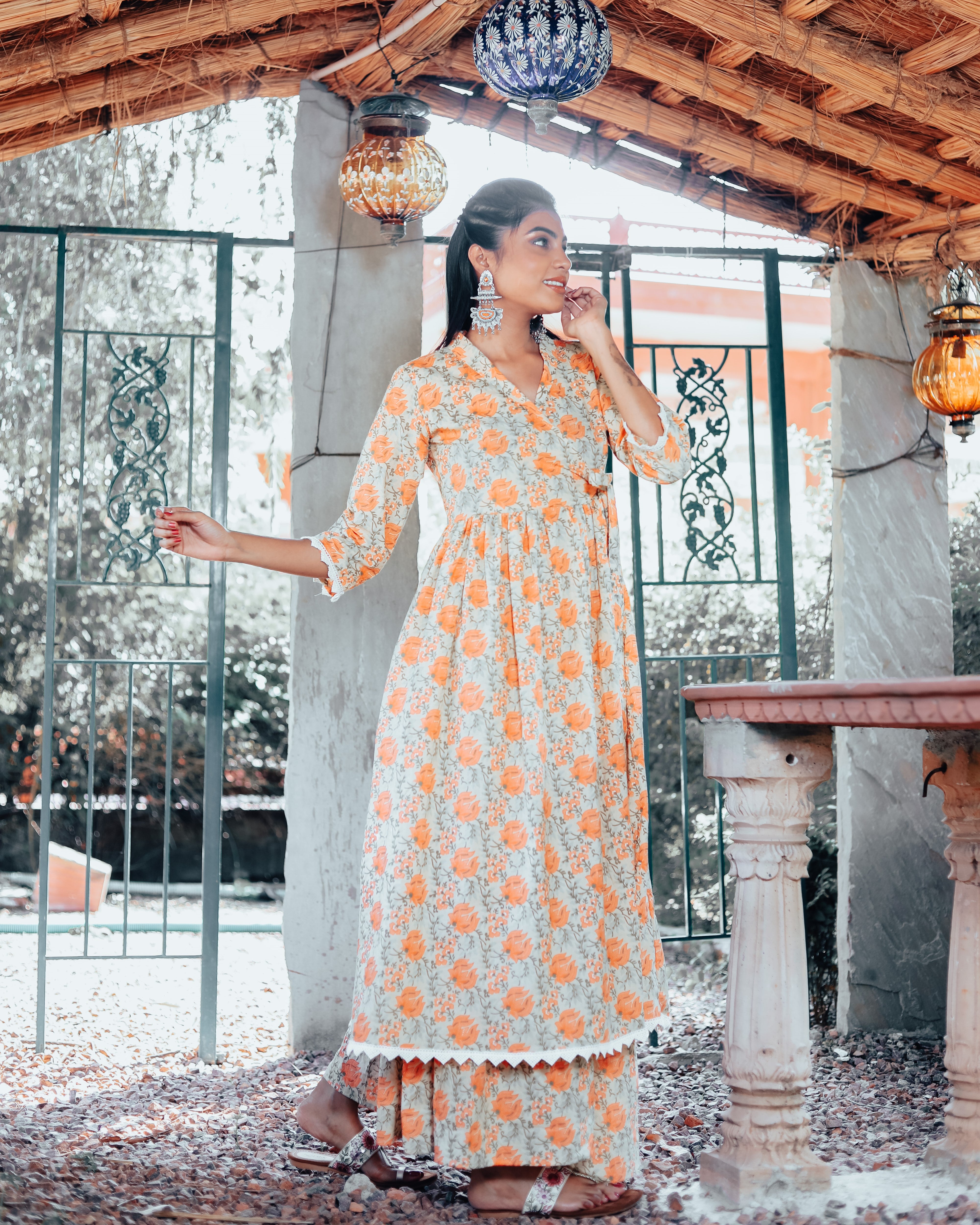 Flora Orange Kurta Set