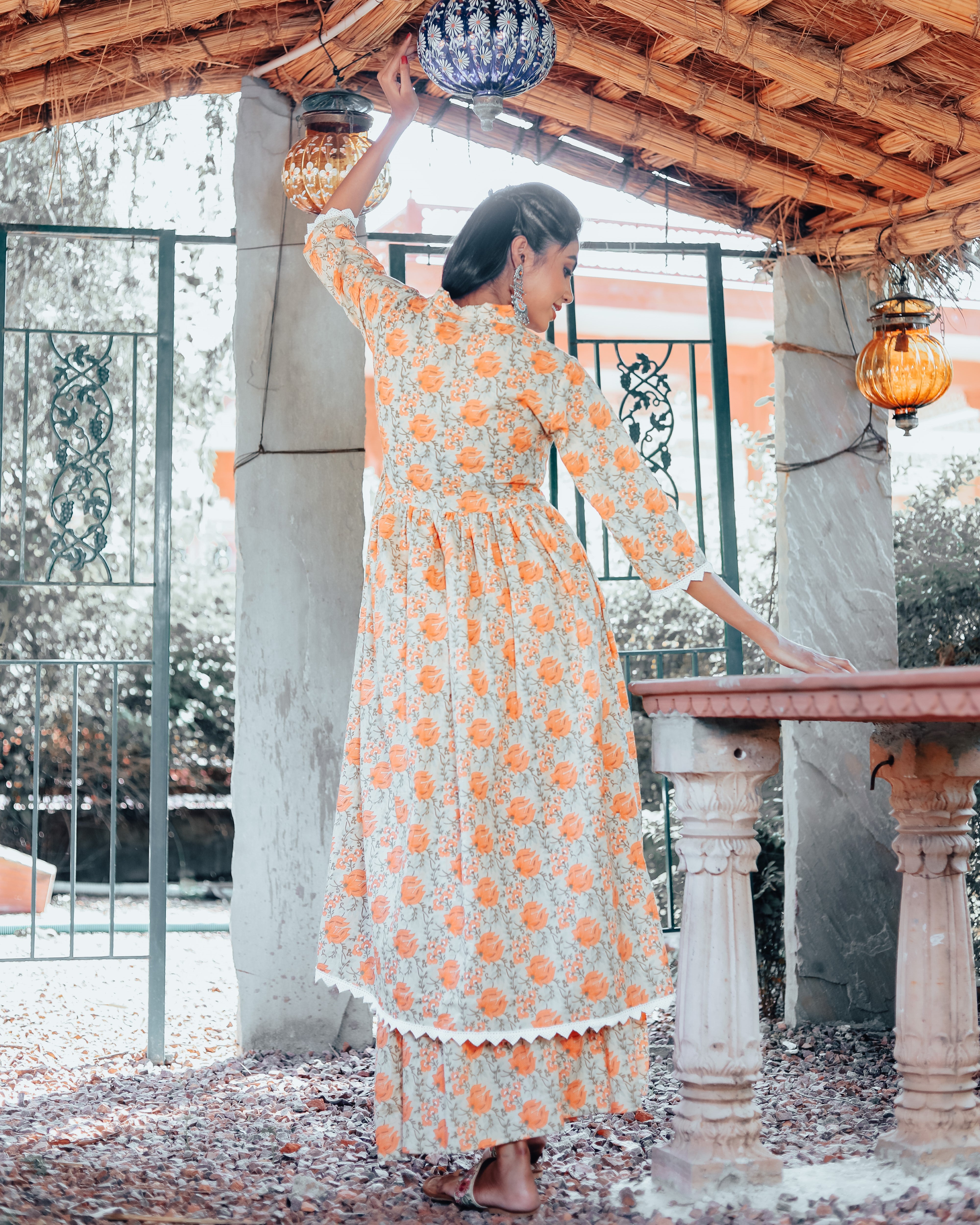 Flora Orange Kurta Set