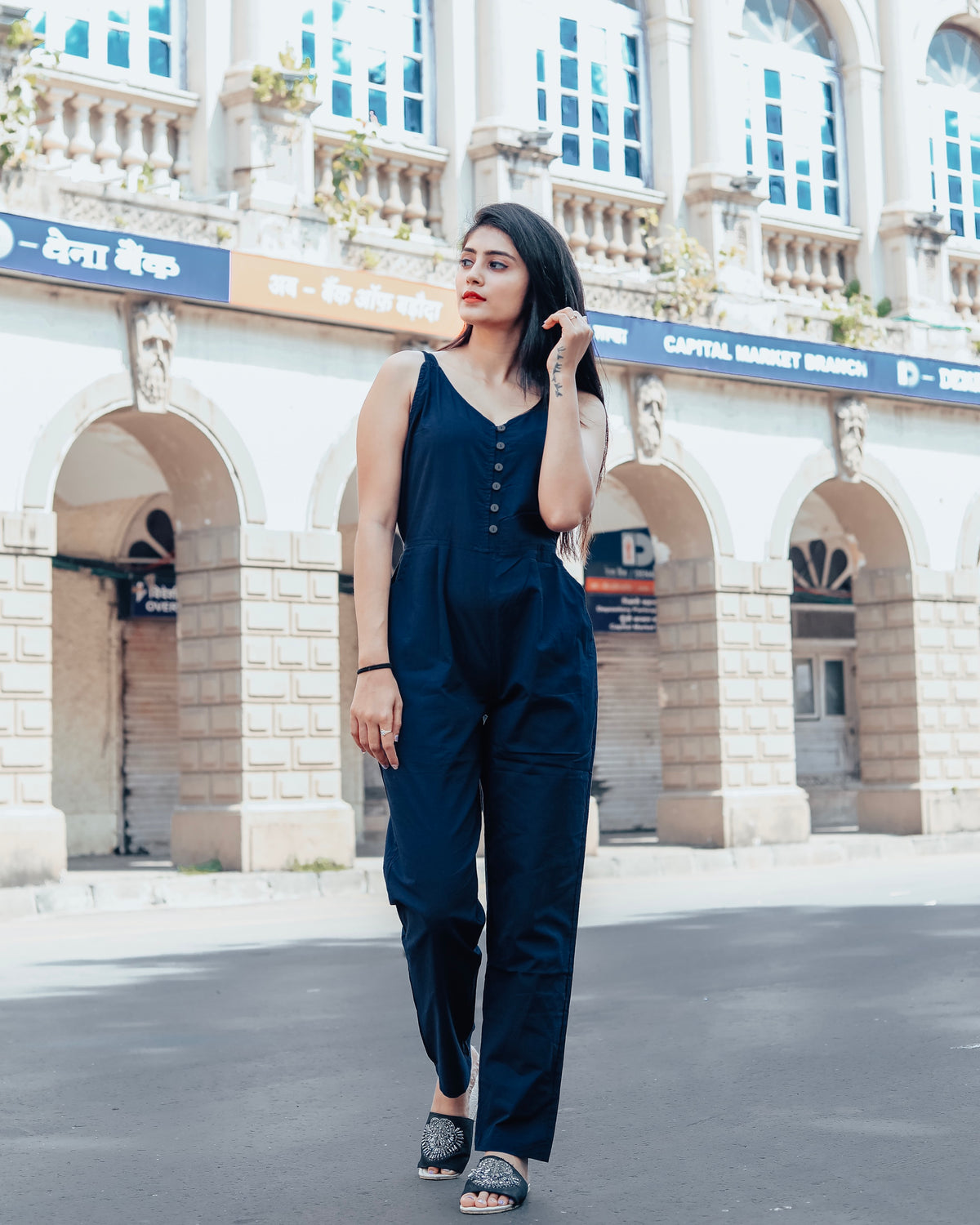 Royal blue jump suit
