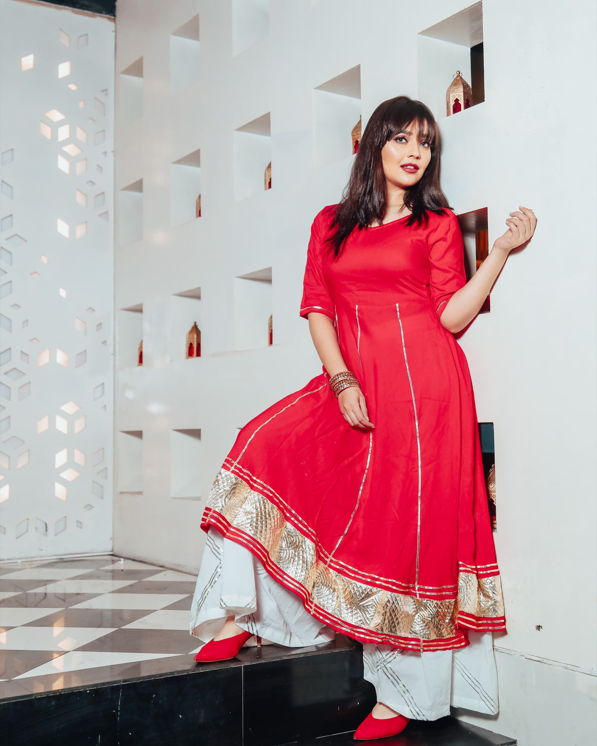 Coral Red Suit Set