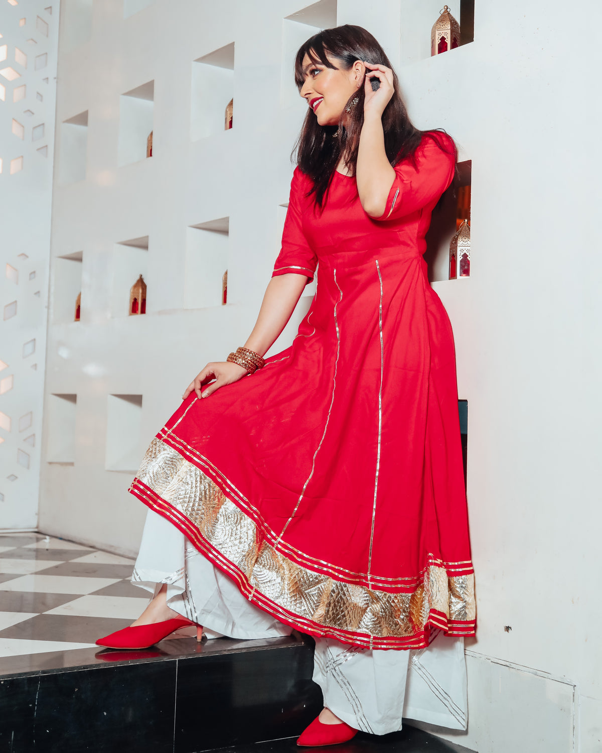 Coral Red Suit Set