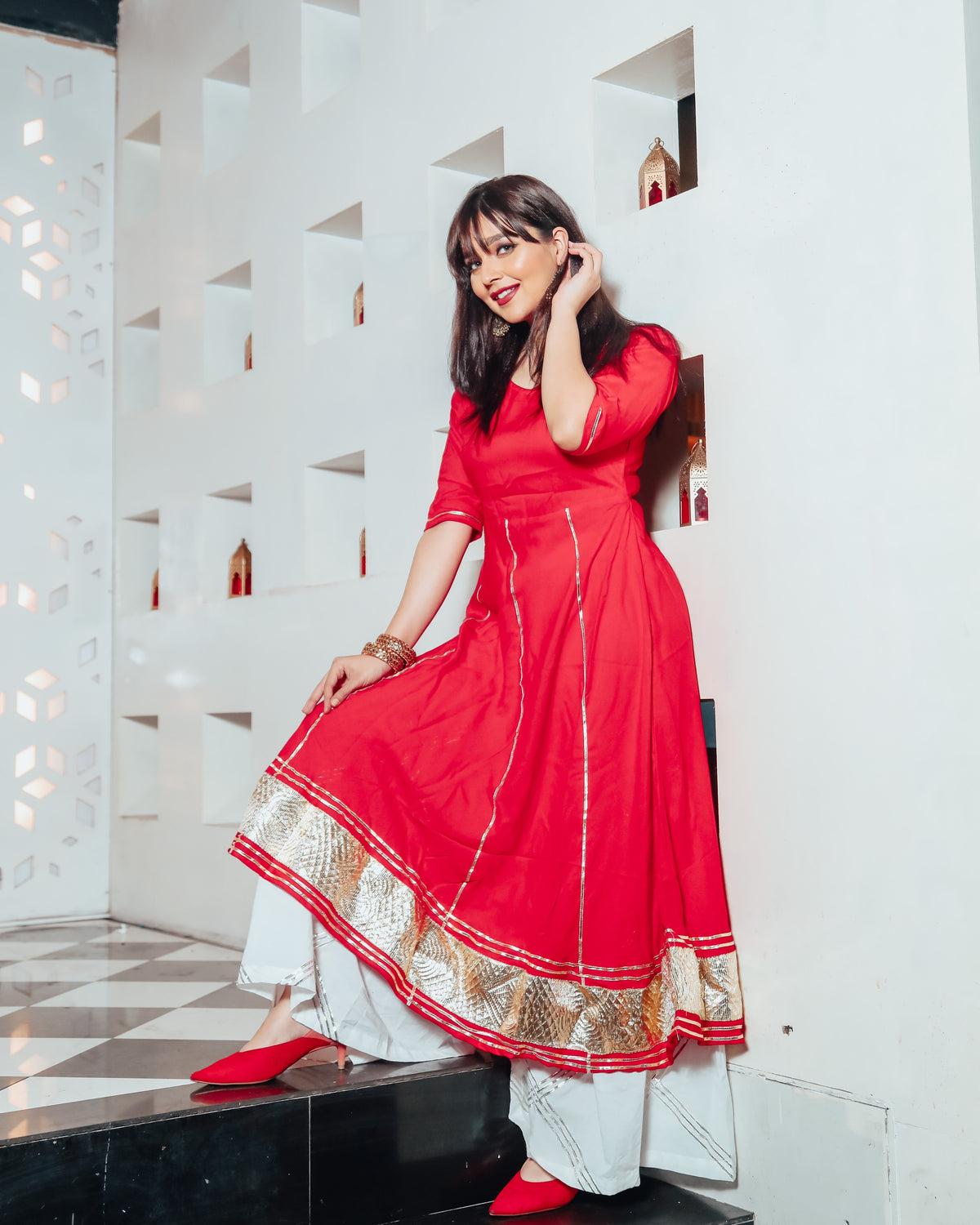 Coral Red Suit Set