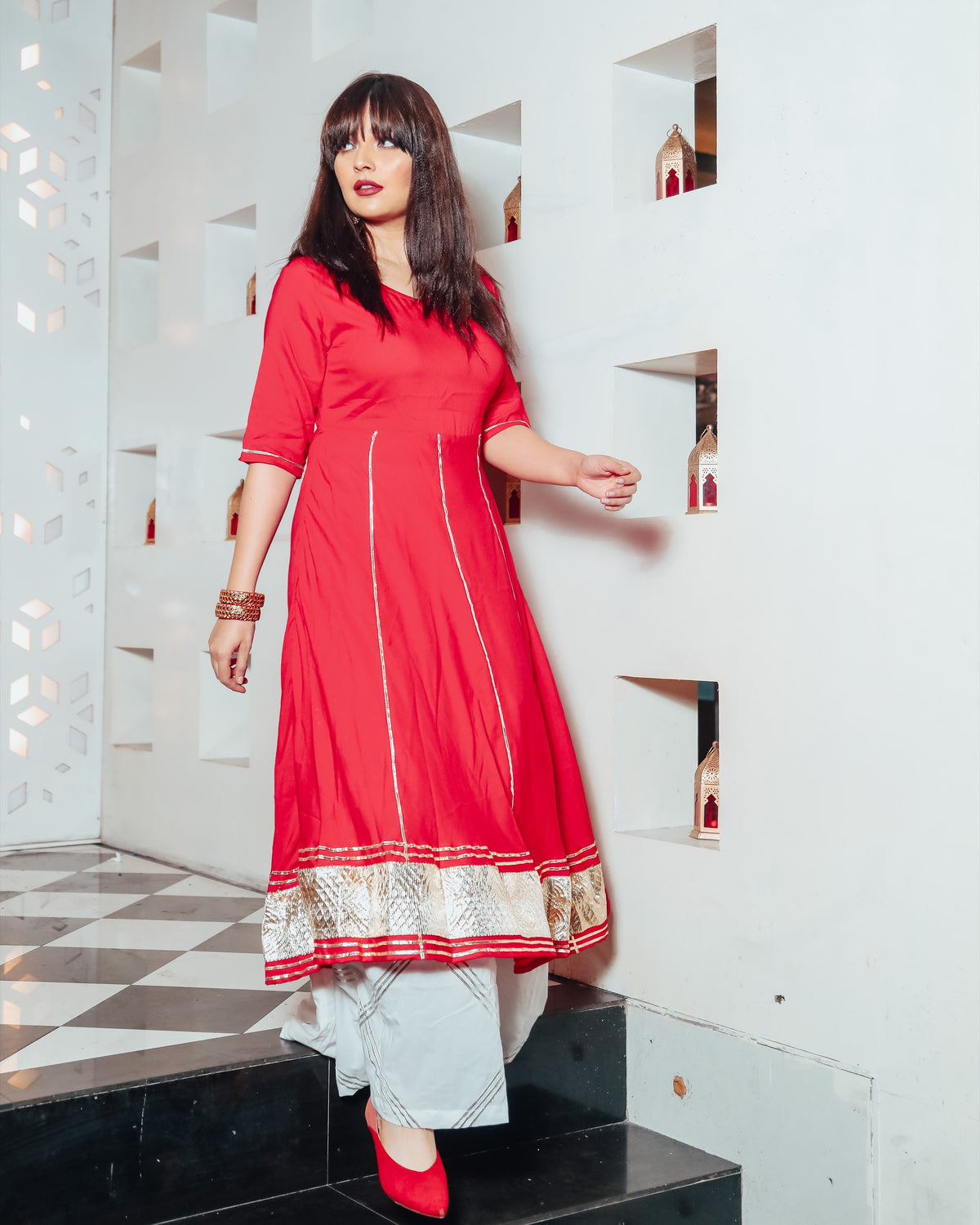 Coral Red Suit Set