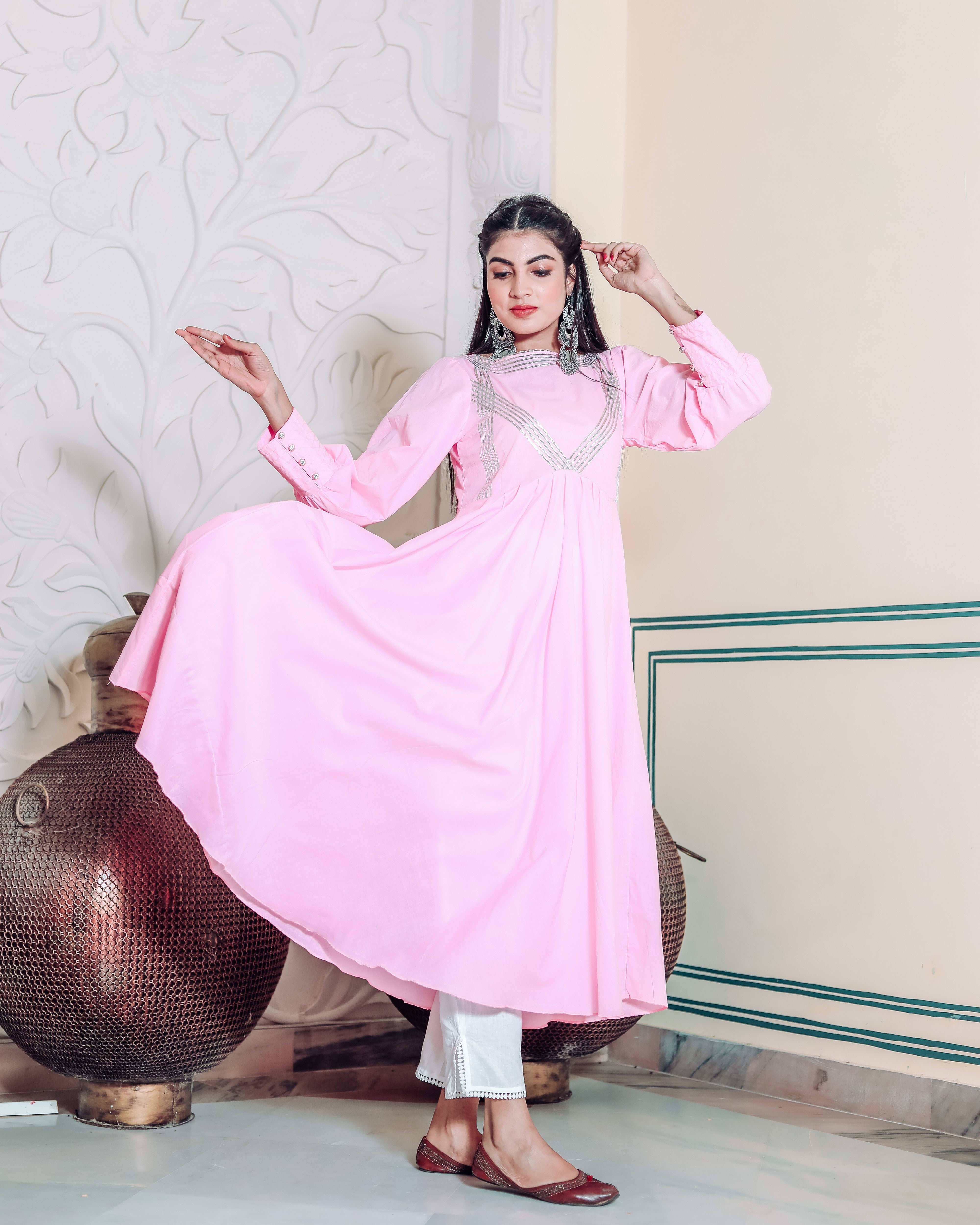 French Rose Pink Kurta Set