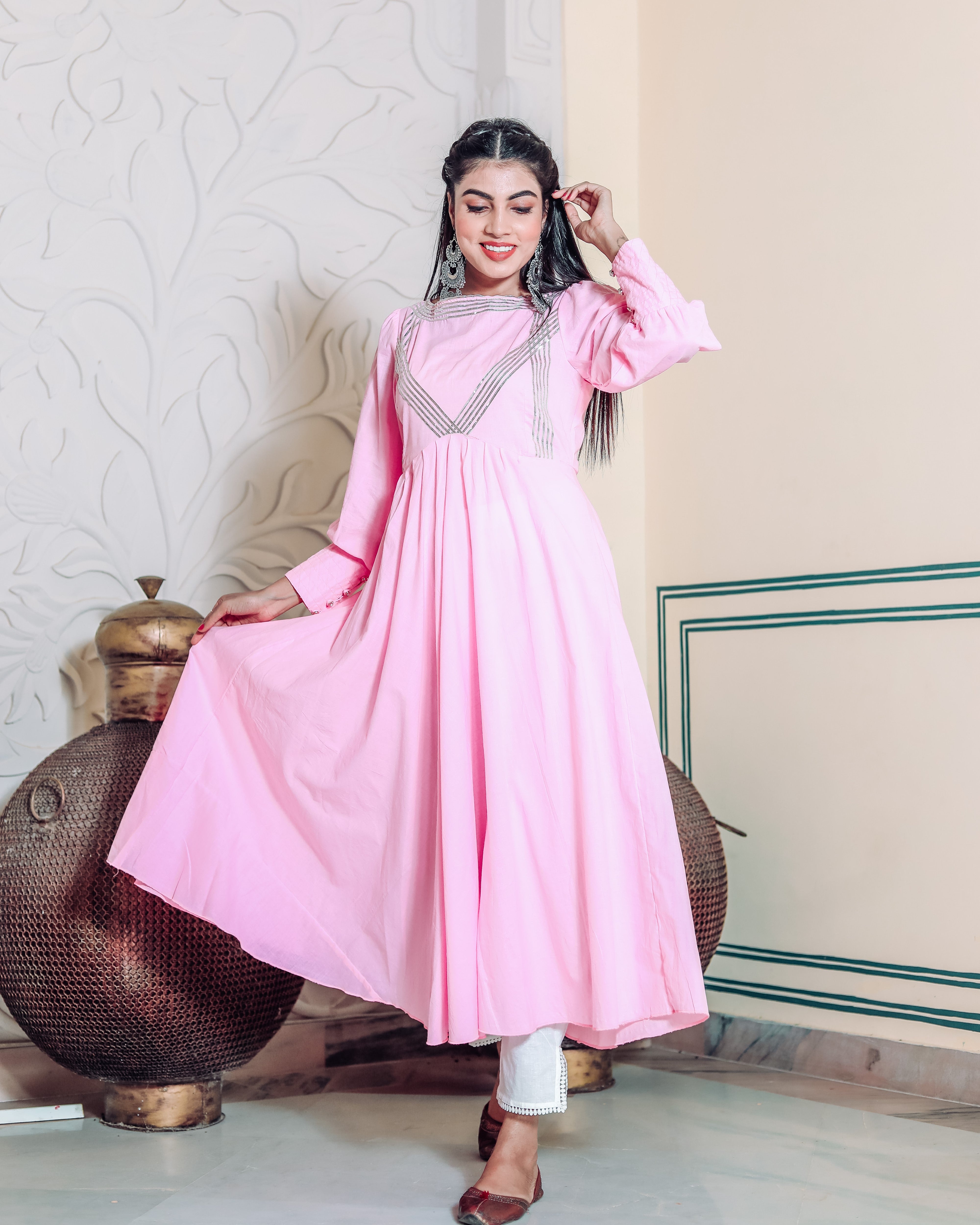 French Rose Pink Kurta Set