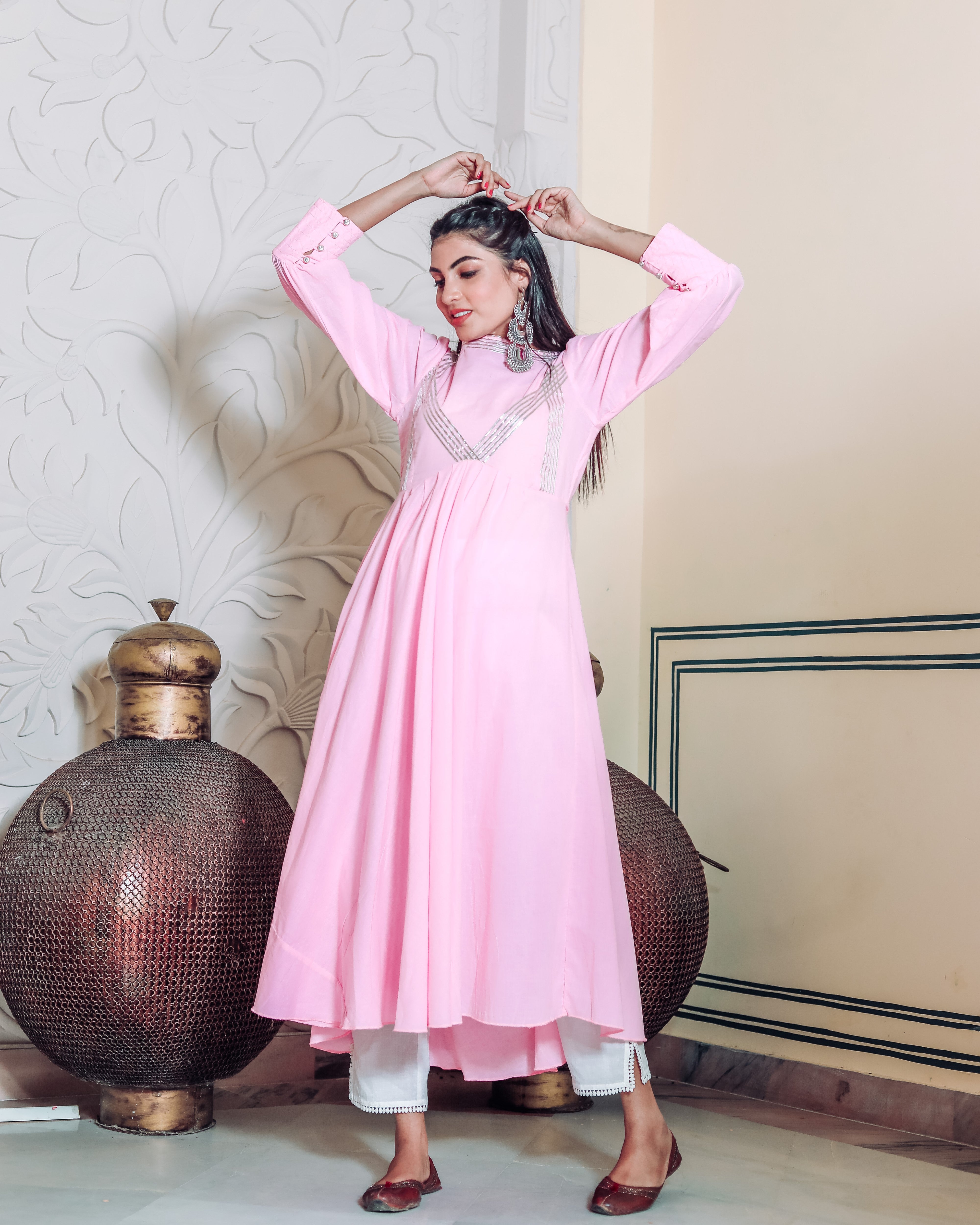 French Rose Pink Kurta Set