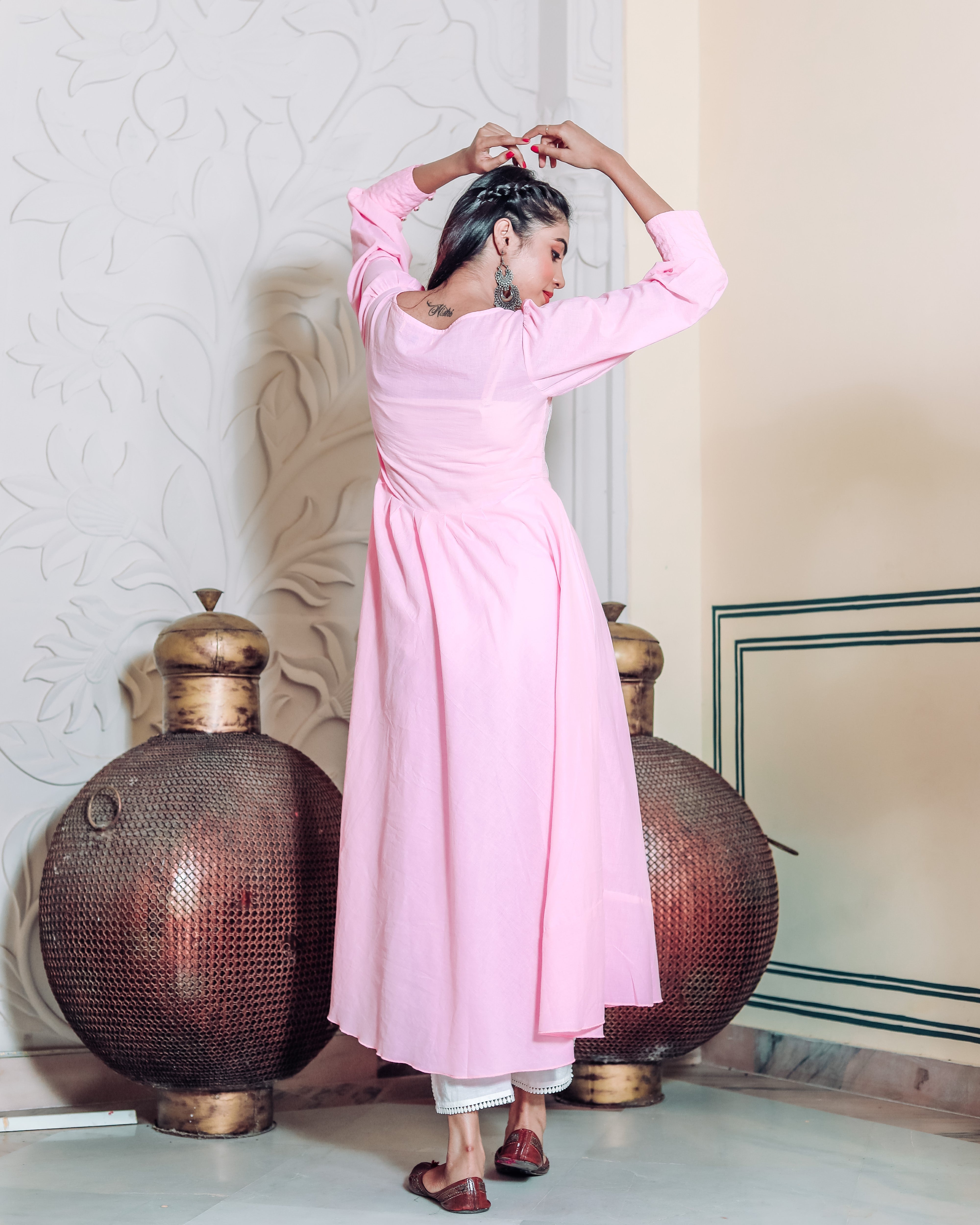 French Rose Pink Kurta Set