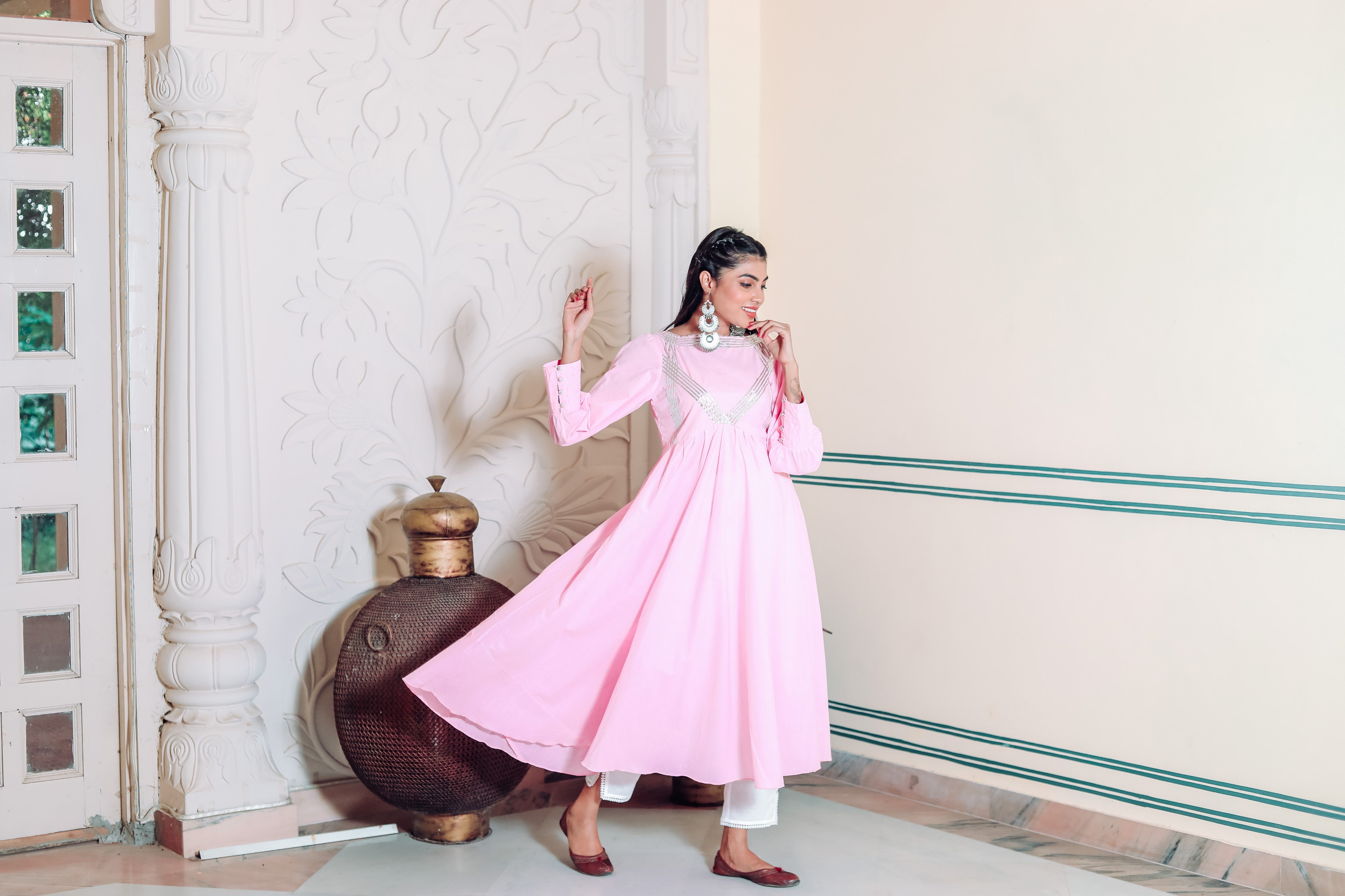 French Rose Pink Kurta Set