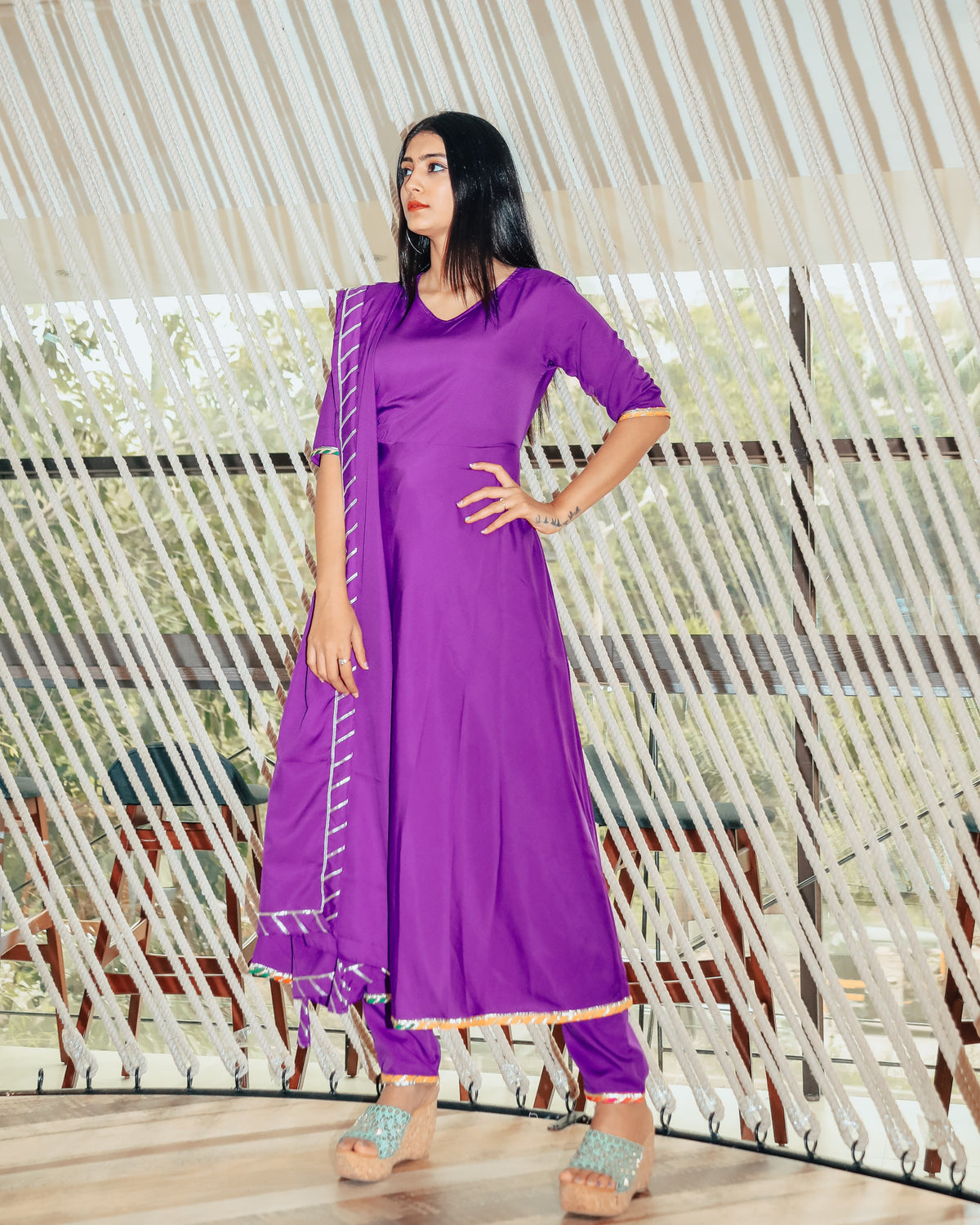 Beautiful violet suit set with Gotta work