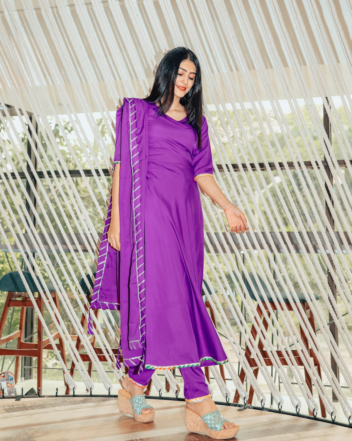 Beautiful violet suit set with Gotta work