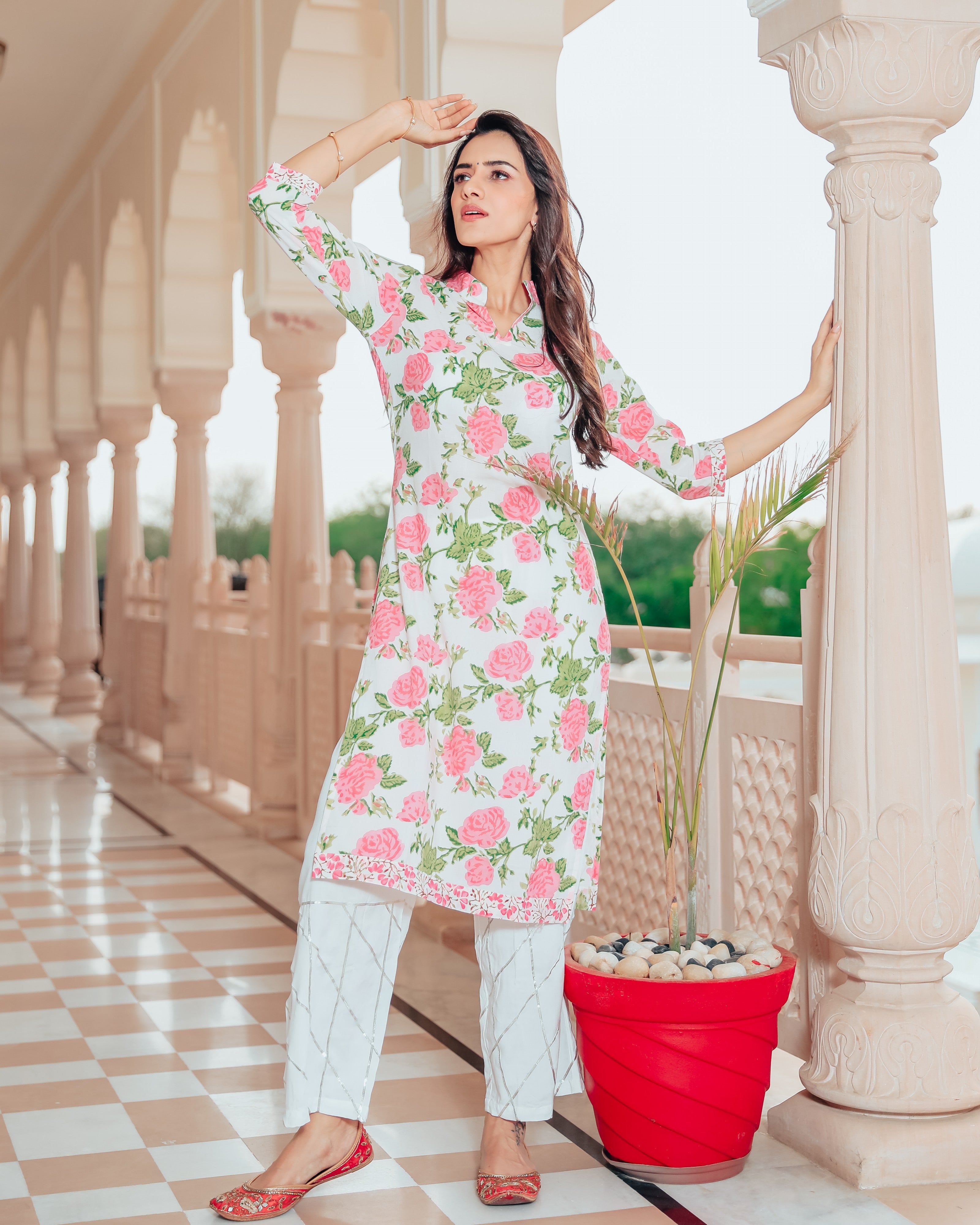 Lemonade Bold Floral Pink Kurat Set