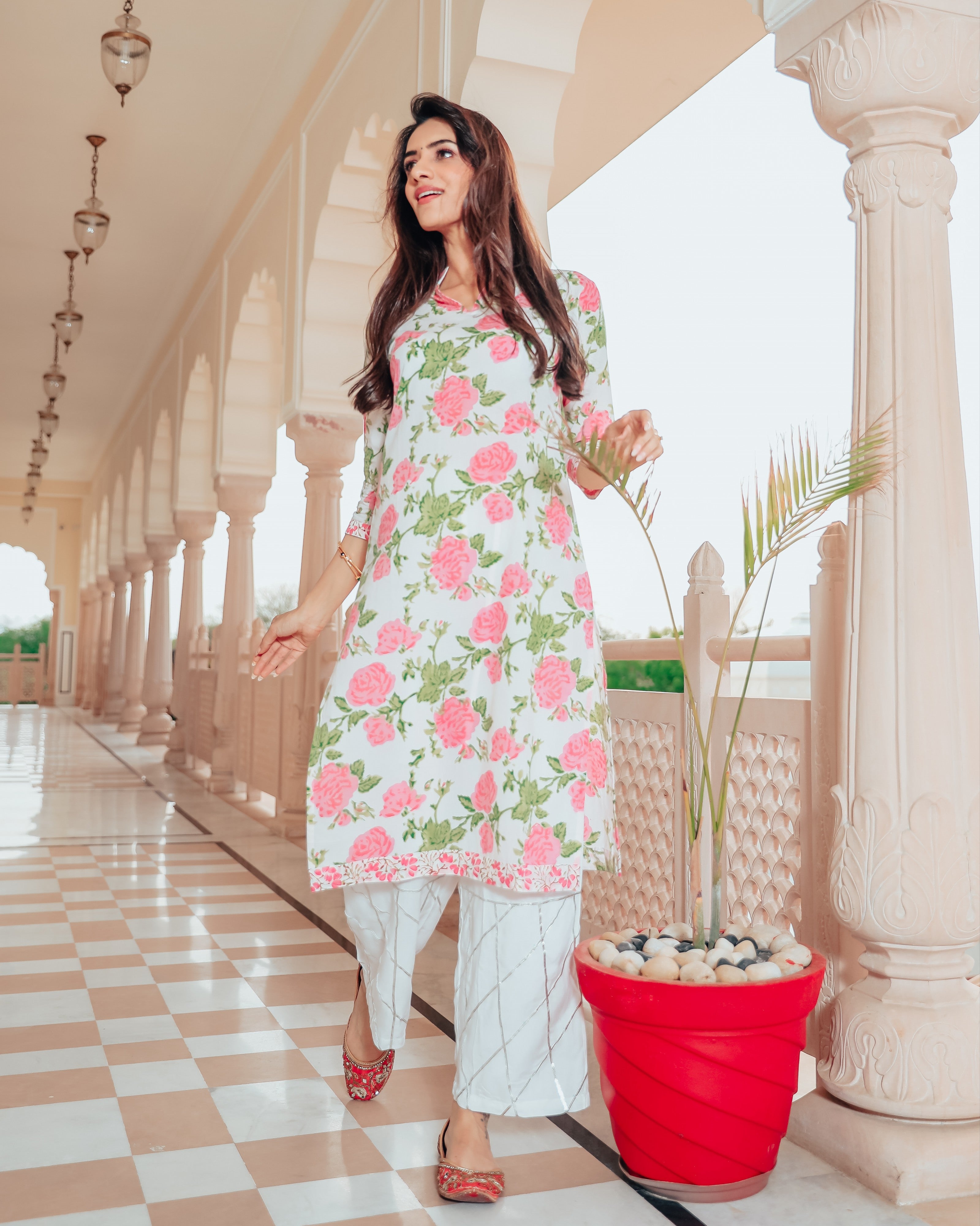 Lemonade Bold Floral Pink Kurat Set