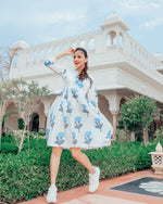 Frost Blue Floral Block Print Dress