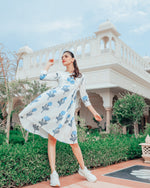 Frost Blue Floral Block Print Dress