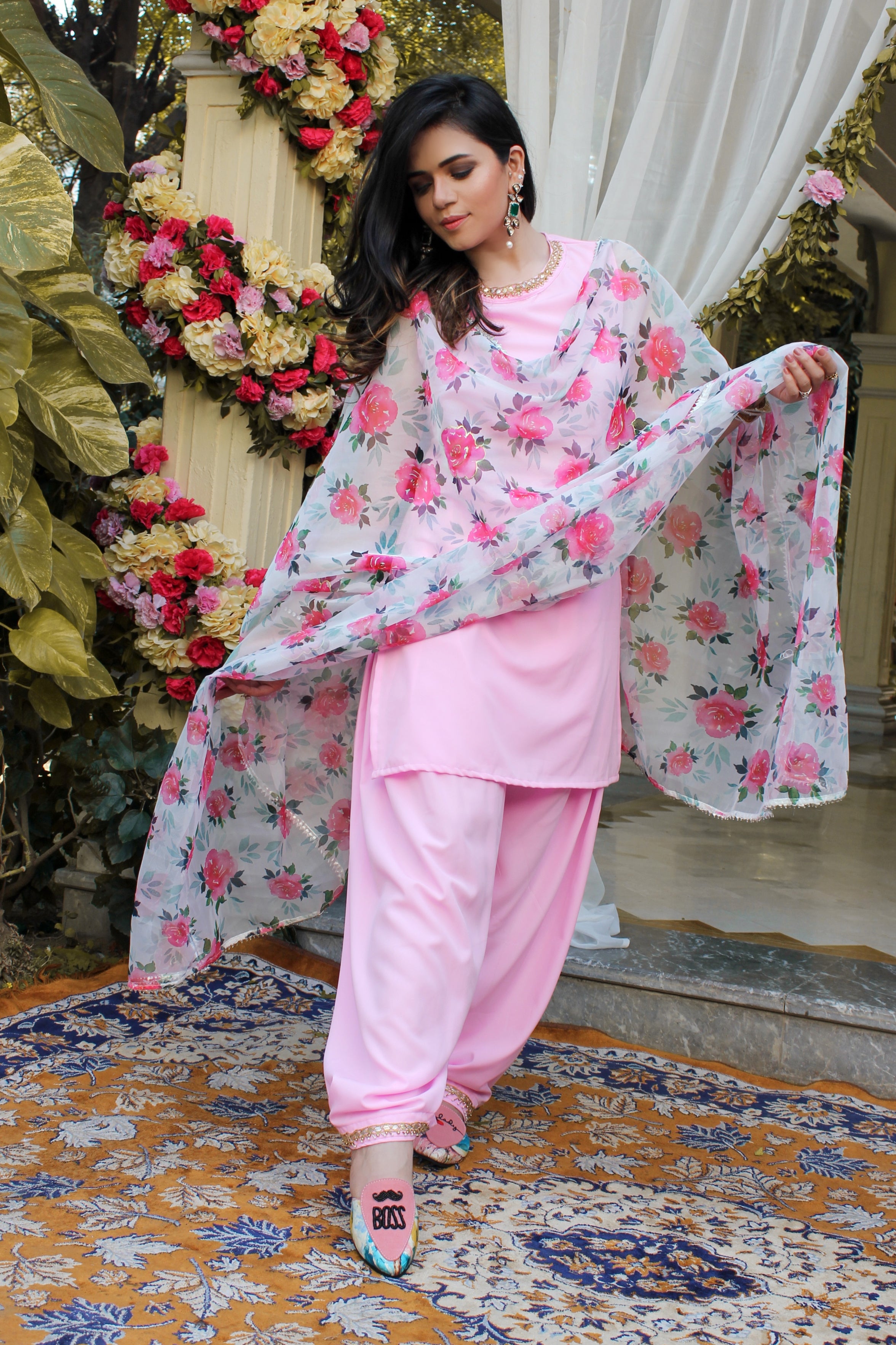 Blush Pink High Neck Patiyala Suit Set