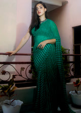 Embellished Rama Green Leheriya saree